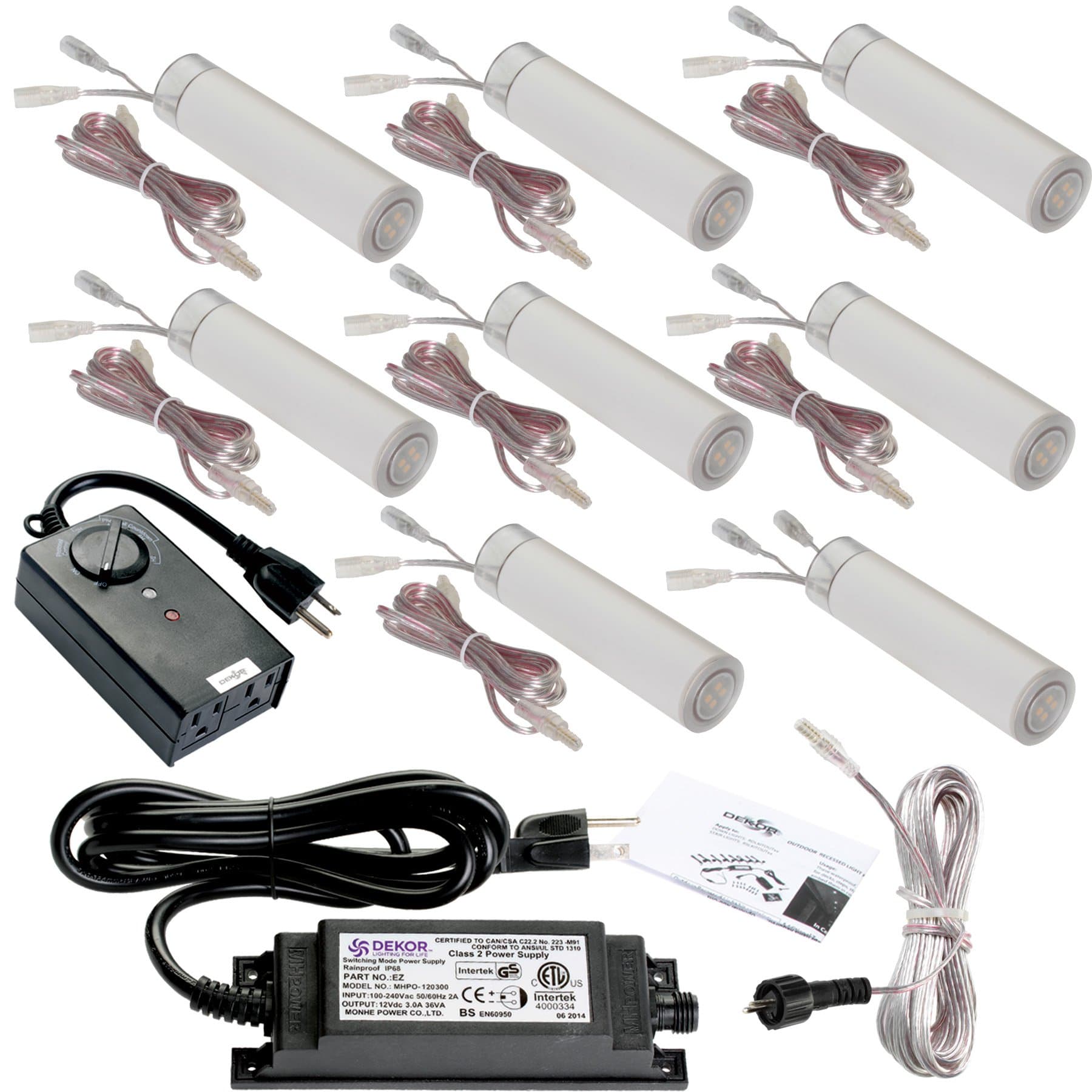 DEKOR Paver Dot LED Lights for Driveways, Paths, Walkways, Stone, Concrete - Low Voltage Lighting (5ft. Cables, Light Kit)