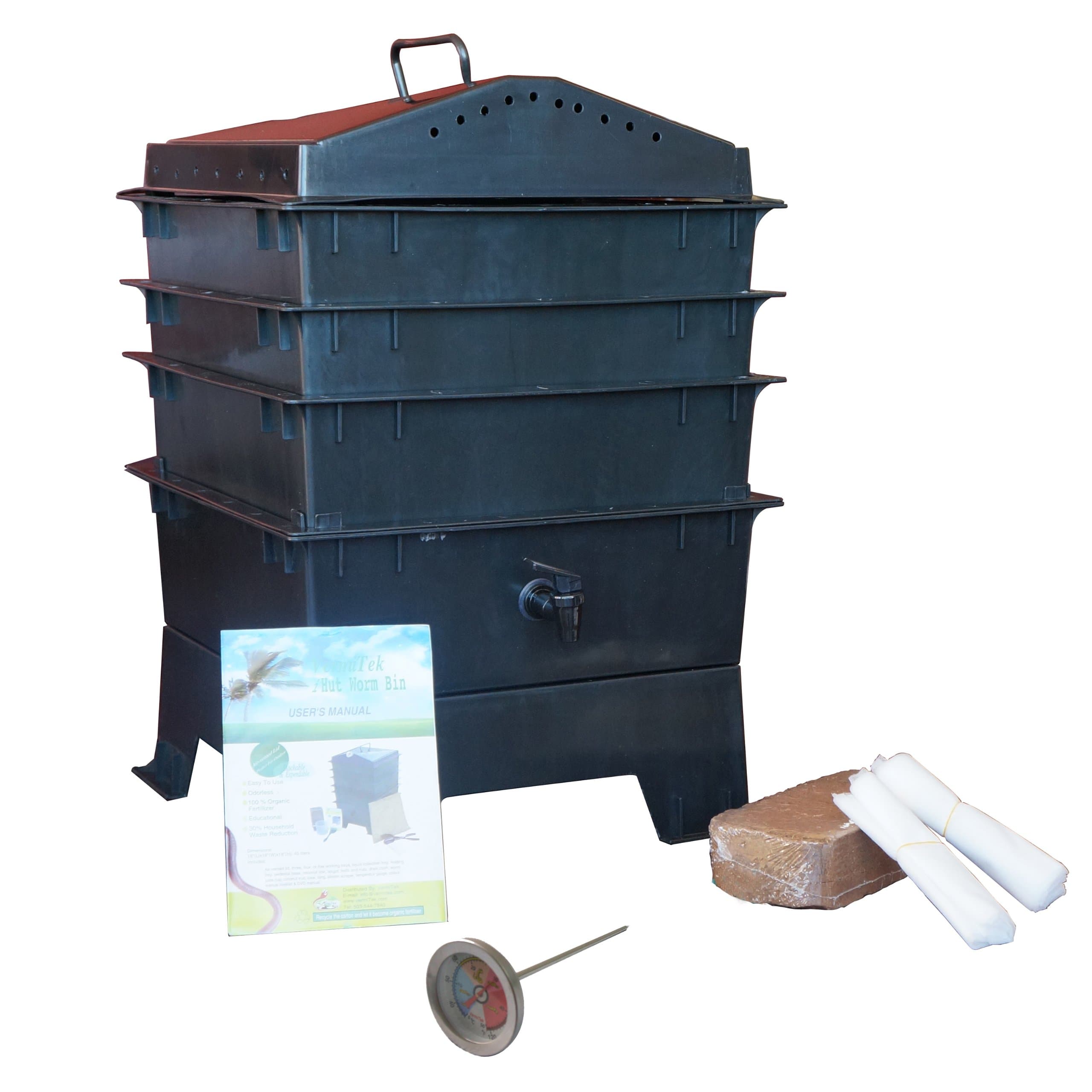 Worm Composter with Free Thermometer, 3-tray, Terracotta