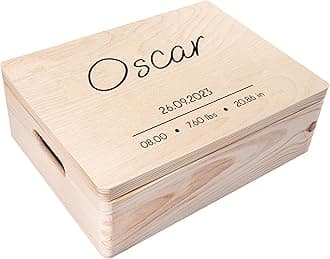 Personalized Wooden Storage Box Occasional Gift Box | 15.8x11.8x5.5in (+-0.5) | Minimalistic | Hinged Lid Handles Engraving | Gift Box | UNSANDED Keepsake Souvenir Chest