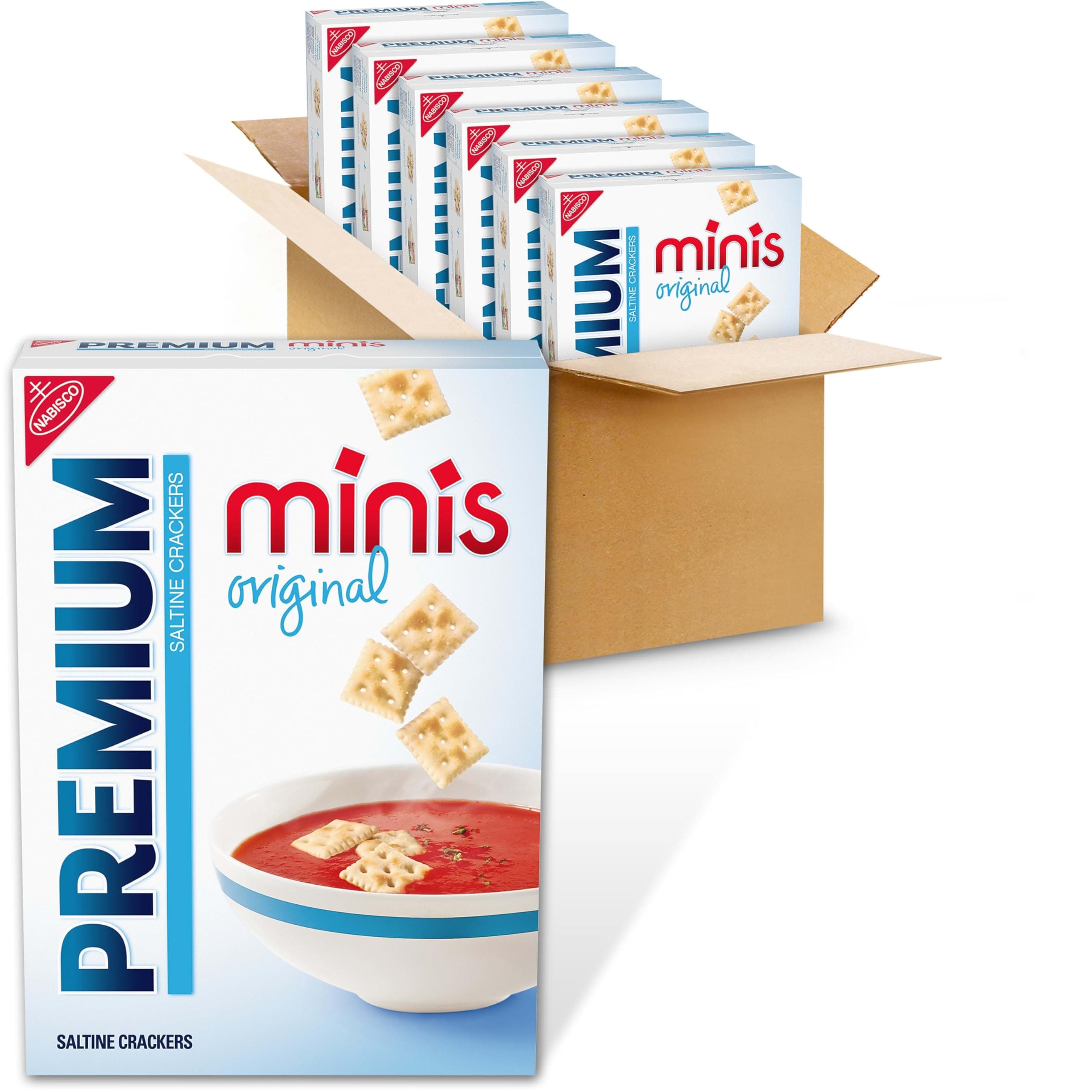 Premium Original Mini Saltine Crackers, Lunch Snacks, Bulk Snacks, 6 - 11 oz Boxes