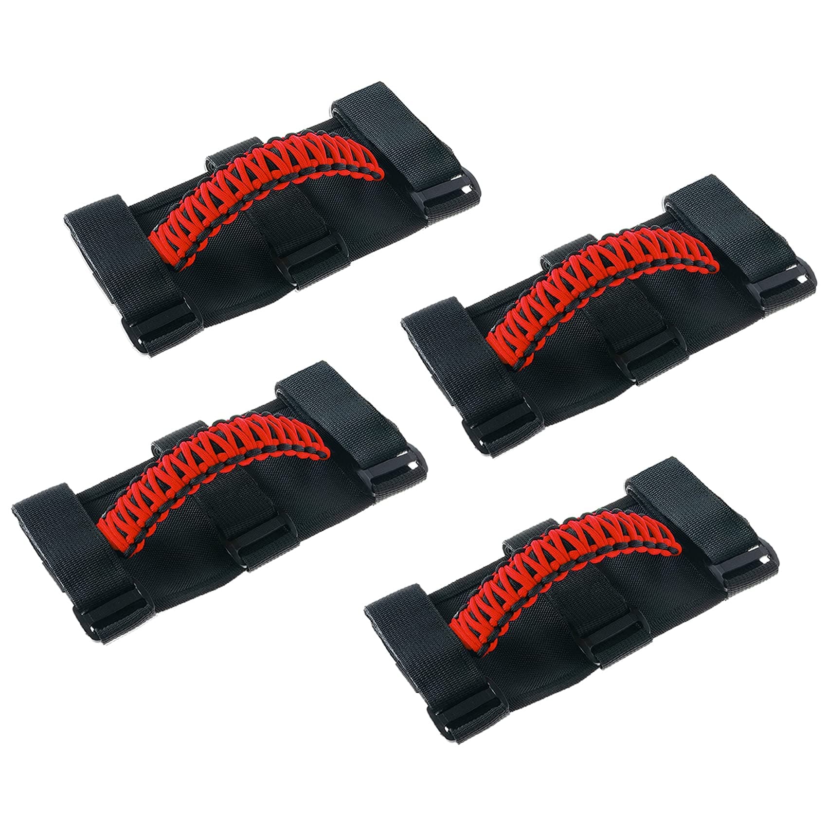 4 x Roll Bar Grab Handles Grip Handle for Jeep Wrangler YJ TJ JK JL & Gladiator JT 1987-2020, Interior Accessories, Black & Red