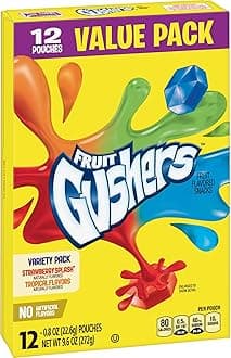 Gushers Fruit Flavored Snacks, Strawberry Splash and Tropical, 12 ct (Pack of 8)