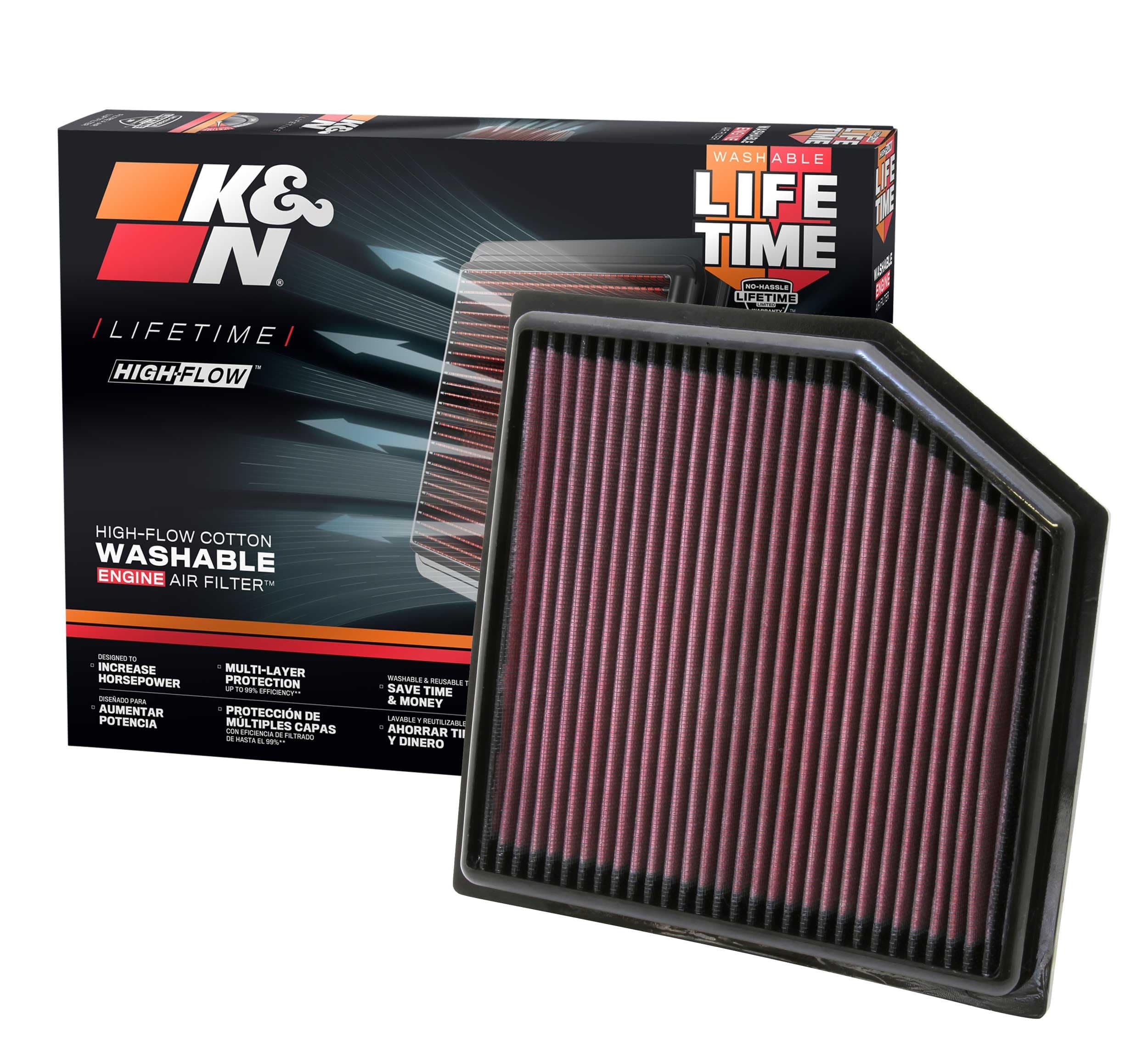 K&N Engine Air Filter: High Performance, Washable, Replacement Filter: Compatible with 2010-2019 Lexus/Toyota (GS 300, GS 350, IS 300, IS 350, RC 300, RC 350, Vellfire, Alphard, Mark X), 33-2452