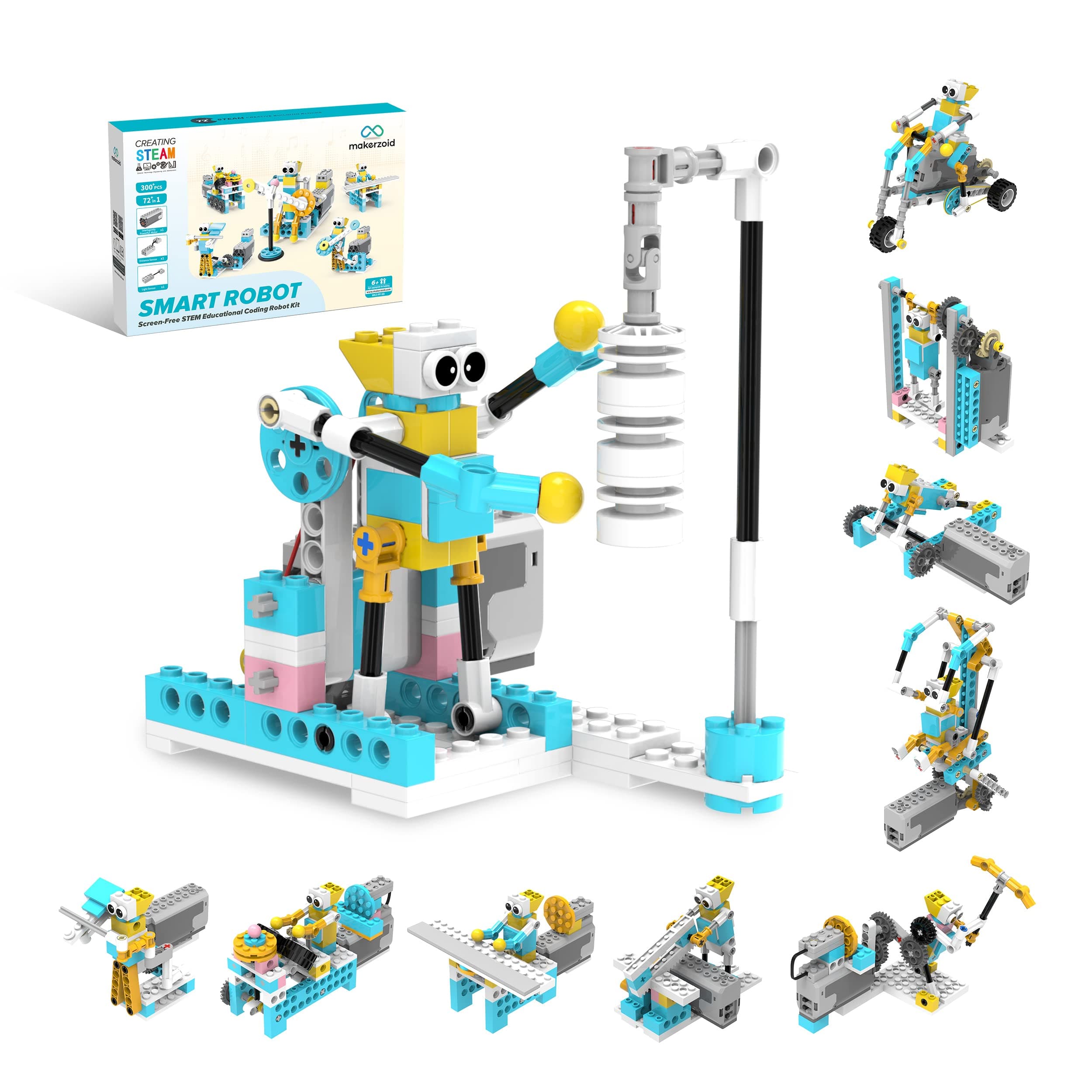 Smart Robot,72-in-1 STEM Educational Toy, Electronic Building Robots Toy, Robotics Learning Kit, Logical Training Kit, DIY Robot Building Set for Kids Ages 6+