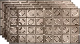 FASÄDE Traditional Style/Pattern 4 Decorative Vinyl 2ft x 4ft Glue Up Ceiling Panel in Brushed Nickel (5 Pack)