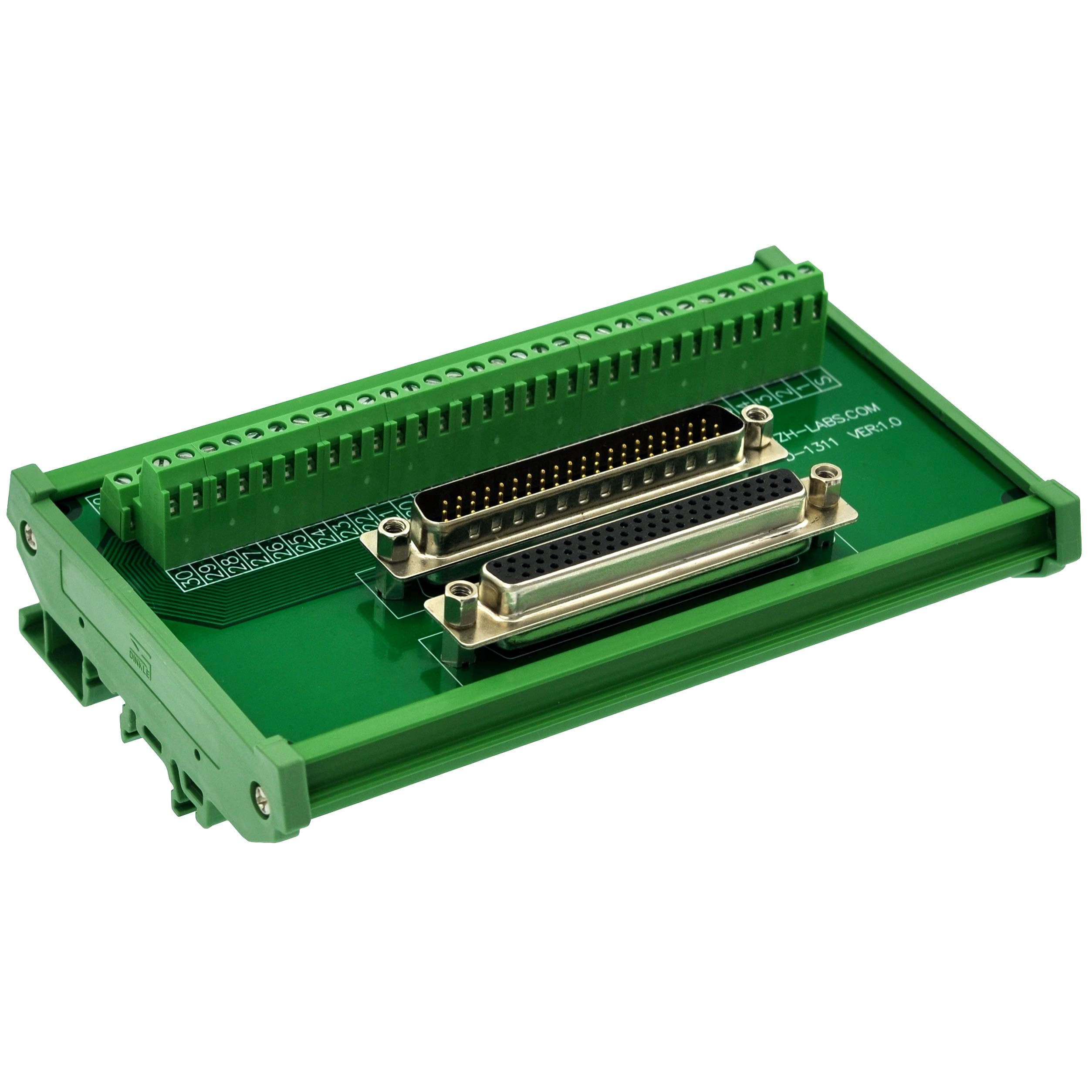 CZH-LABSDIN Rail Mount DSUB DB62HD Male/Female Header Interface Module, D-SUB Breakout Board.