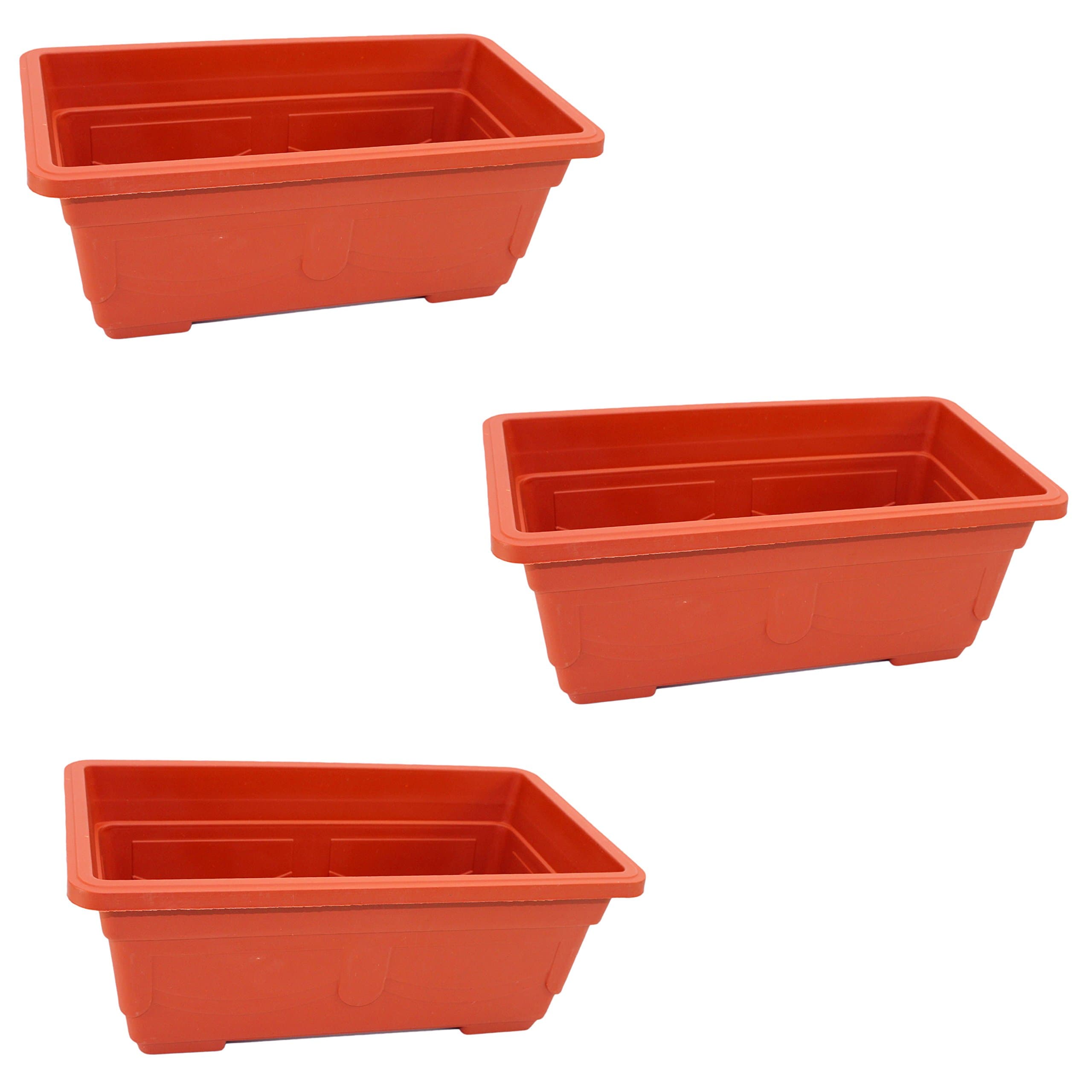 Garden Depot Set of 3 Plastic Terra Cotta Color Rectangular Box Planters