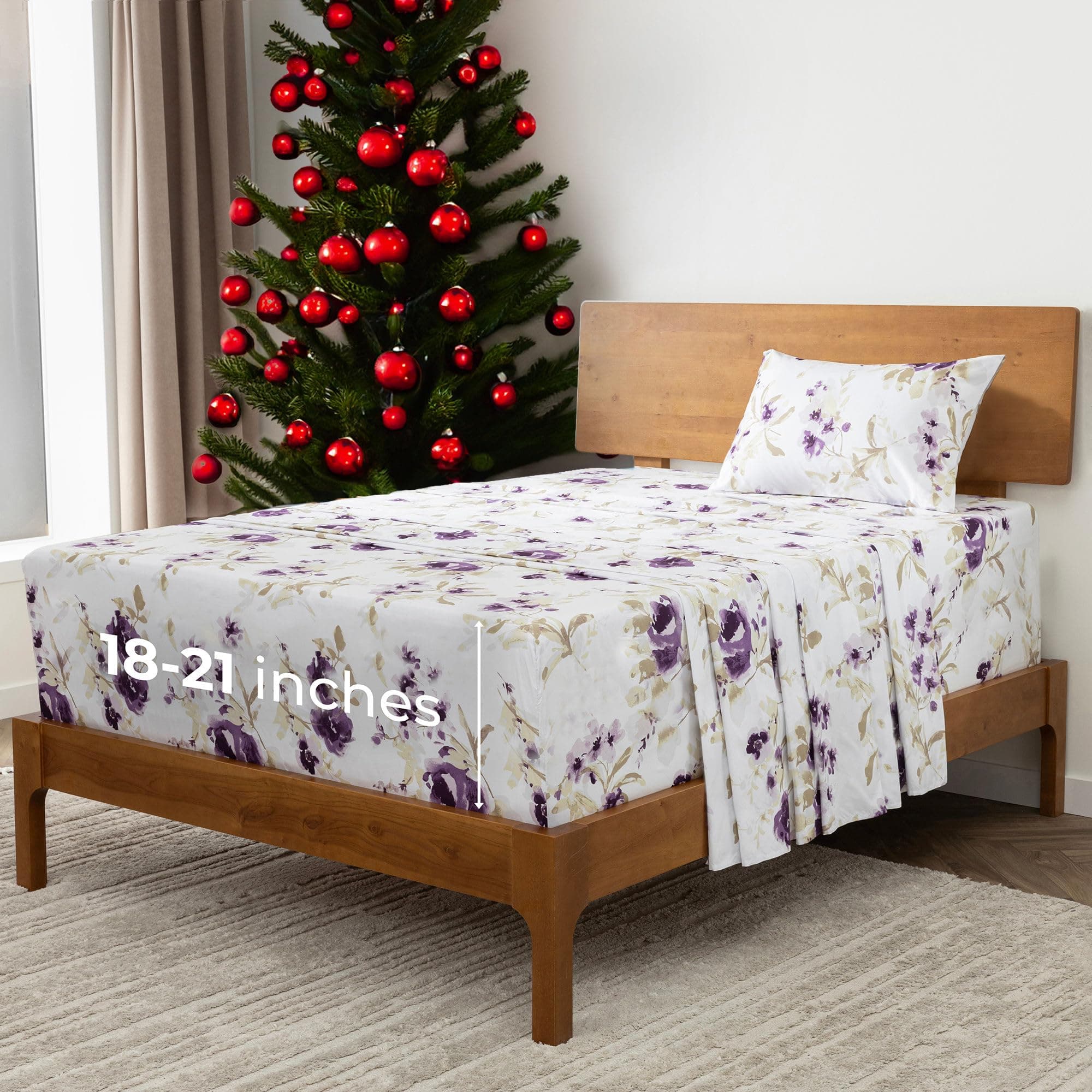 Mellanni Extra Deep Pocket Twin Sheet Set - 3 PC Kids Bedding Set for Girls and Boys - Hotel Luxury, Ultra Soft, Cooling Bed Sheets - Extra Deep Pocket up to 21" (Twin, Madison Purple)