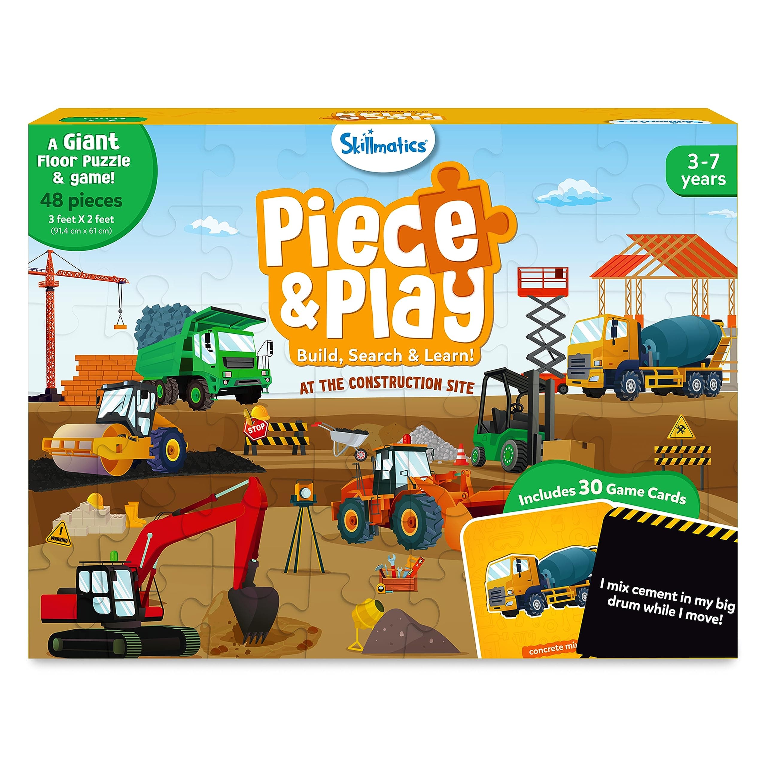 – Skillmatics Floor Puzzle & Game - Piece & Play Construction Site, Jigsaw & Toddler Puzzles, Educational Toy, Gifts for Boys & Girls Ages 3, 4, 5, 6, 7 (48 Pieces, 2 x 3 feet)