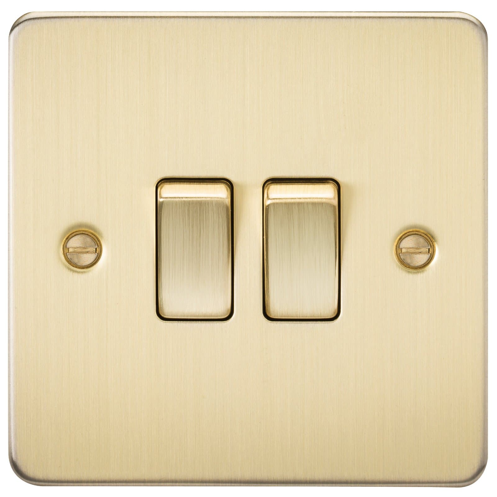 Knightsbridge FP3000BB Brushed Brass FPAV3000BB Flat Plate 10A 2G 2 Way Switch, 230 V