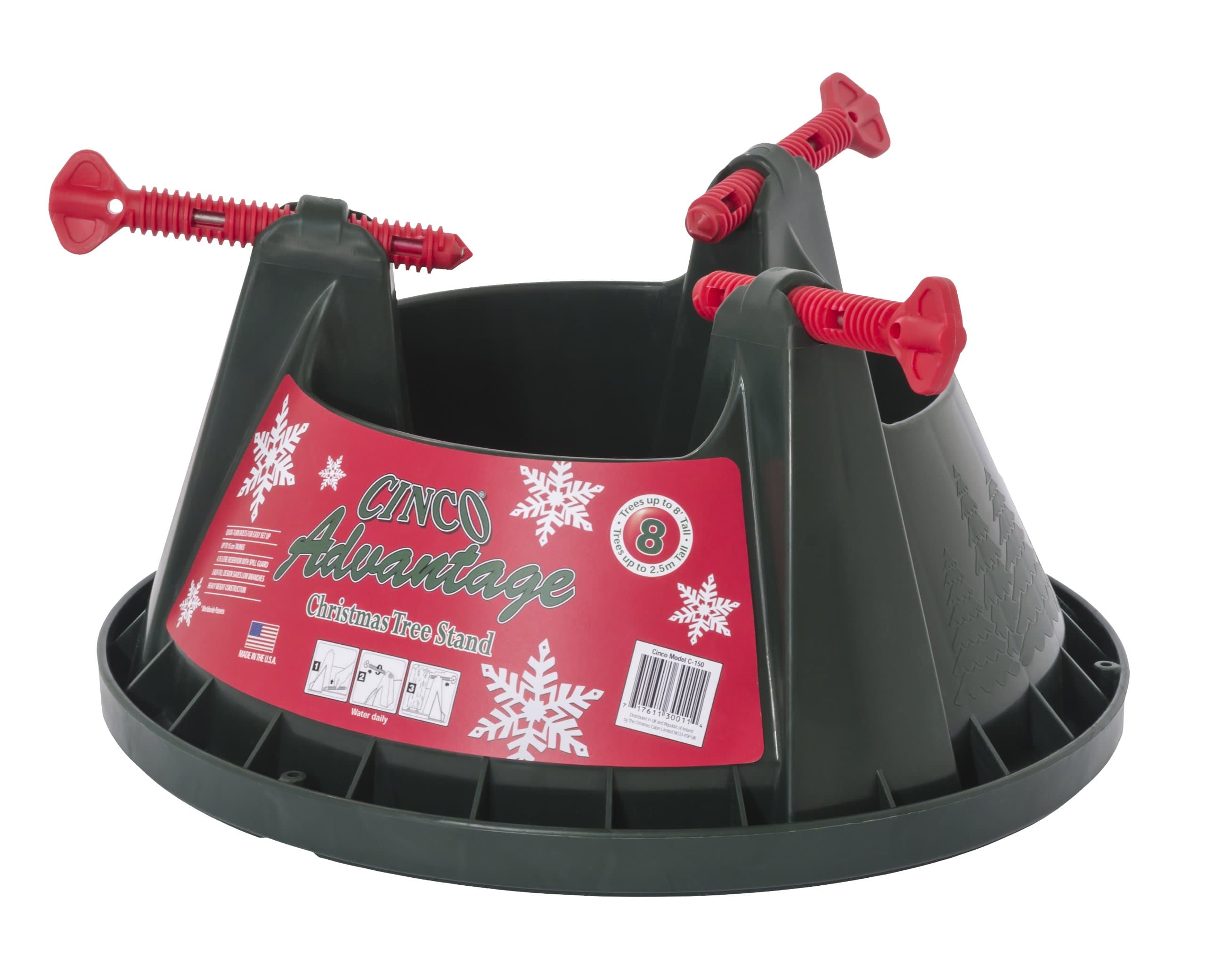 Cinco Advantage 8 Christmas Tree Stand for Real Fresh Cut Trees Up to 8ft