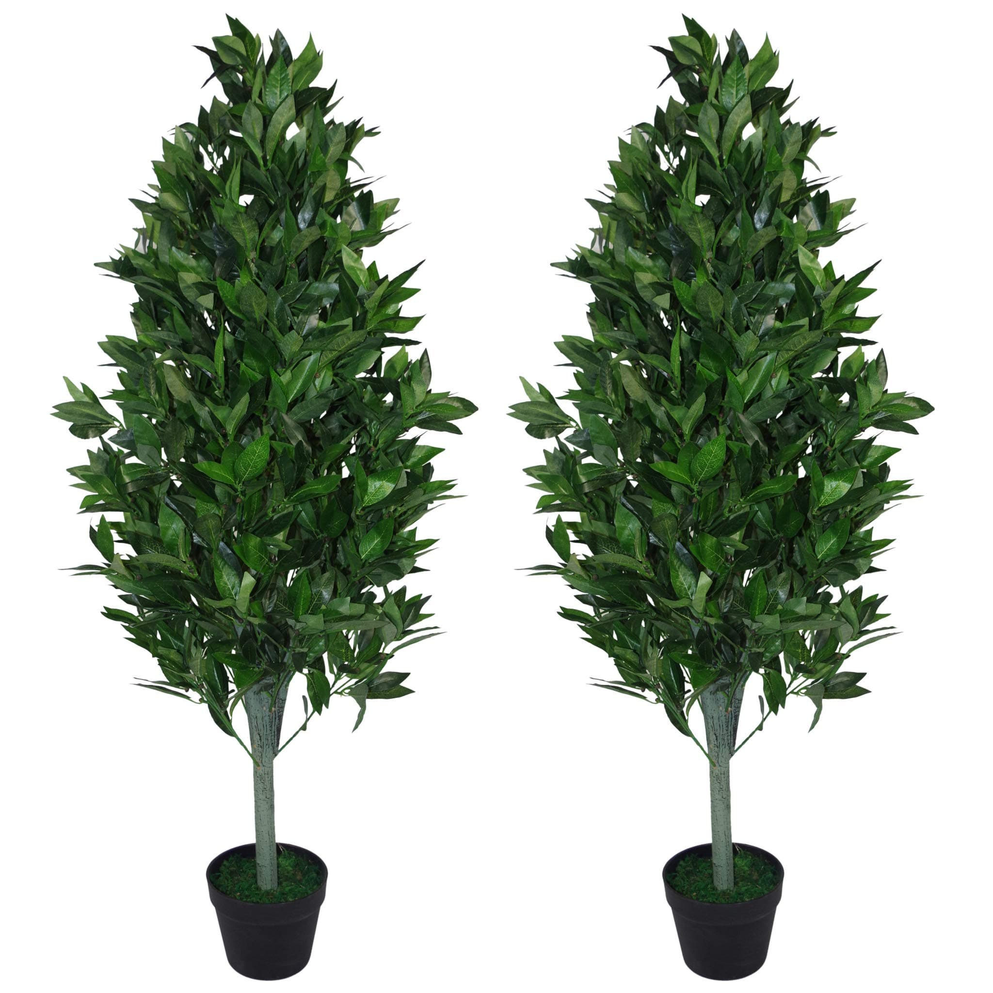 Leaf LEAF-7092-PAIR Pair of 120cm (4ft) Artificial Topiary Bay Trees Pyramid Extra Large, Green Cone