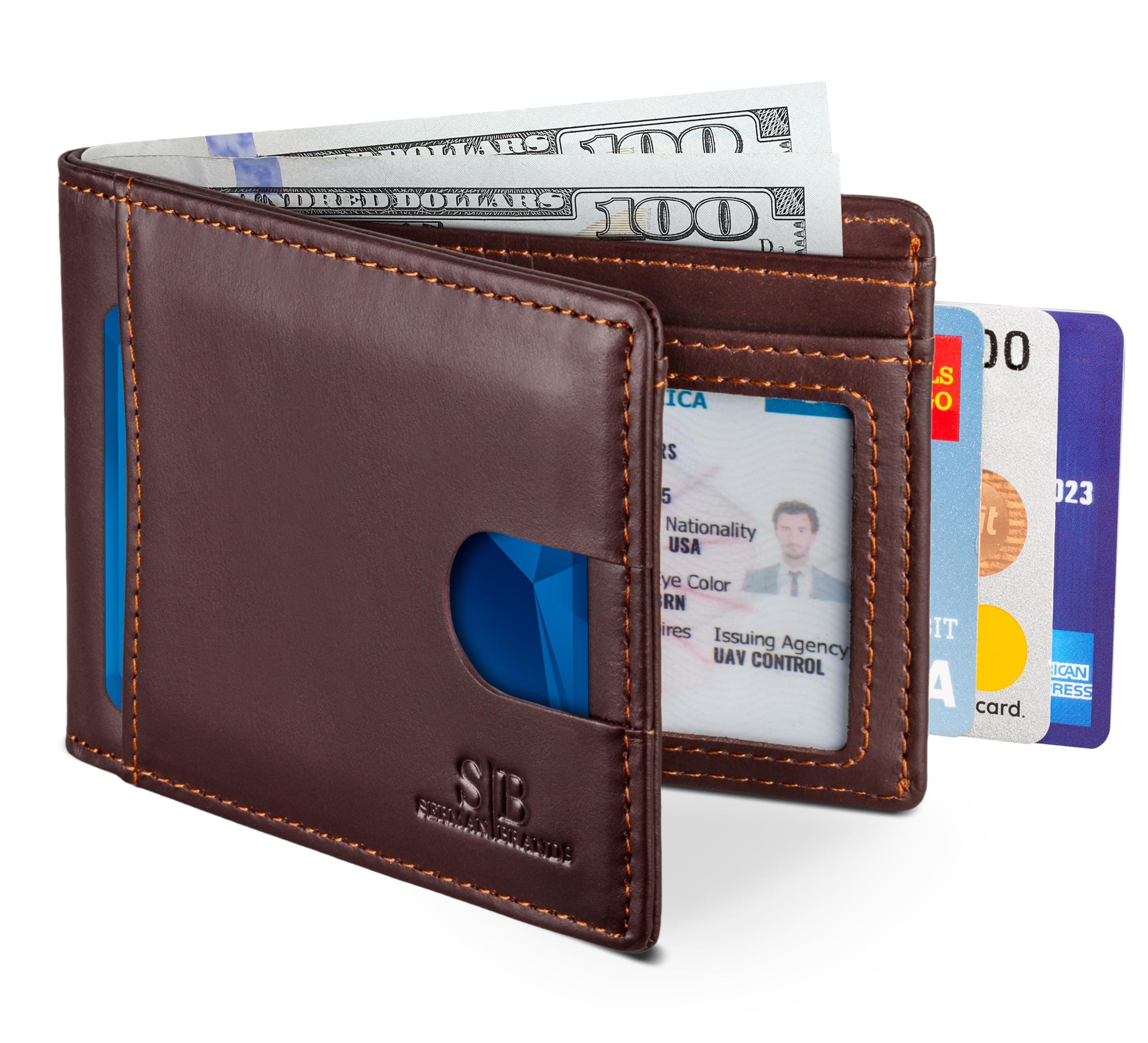 RFID Blocking Slim Bifold Genuine Leather Thin Minimalist Front Pocket Wallets for Men Billfold Wallet Men Gift