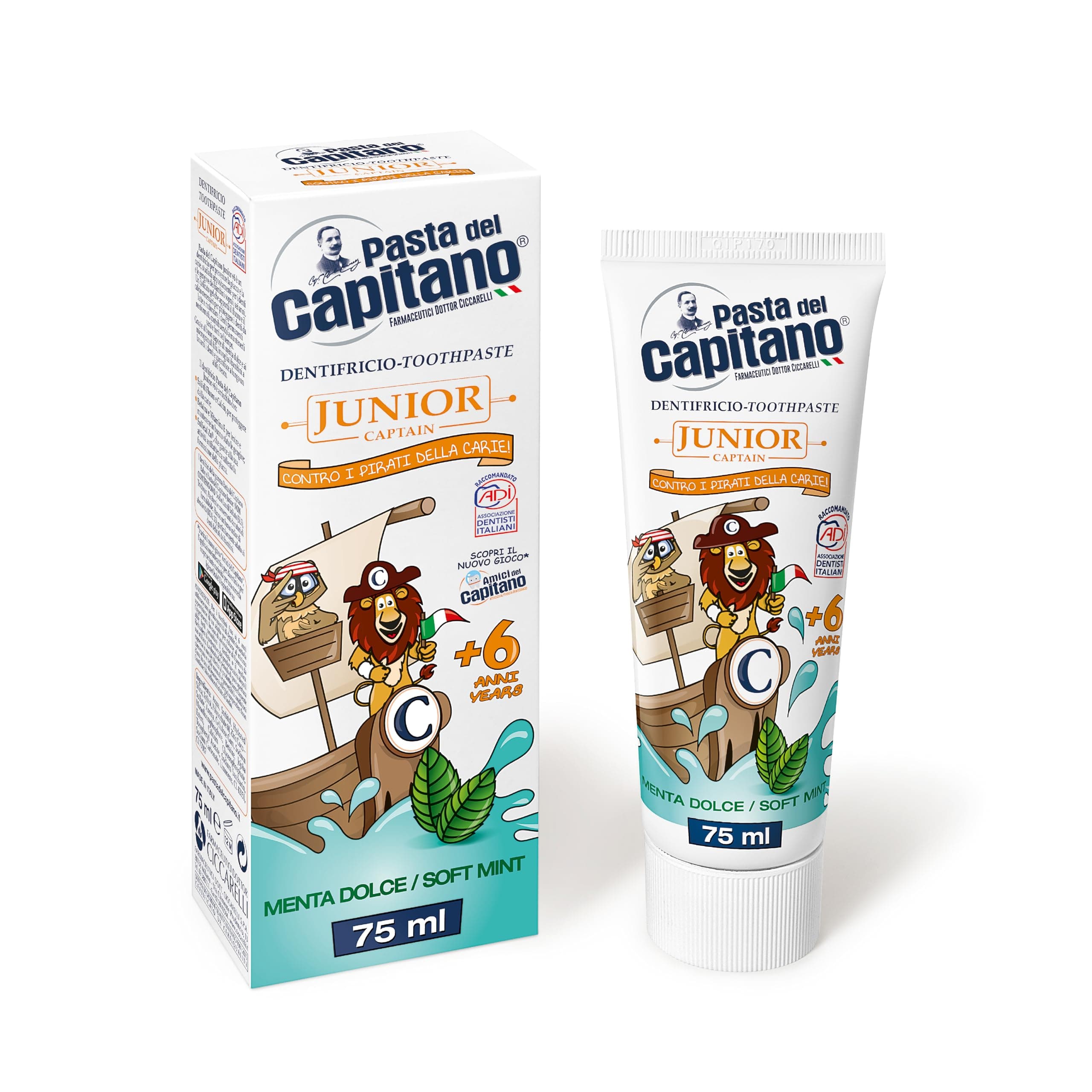 Pasta del Capitano Baby/Junior Plus 6 Years Toothpaste, Soft Mint