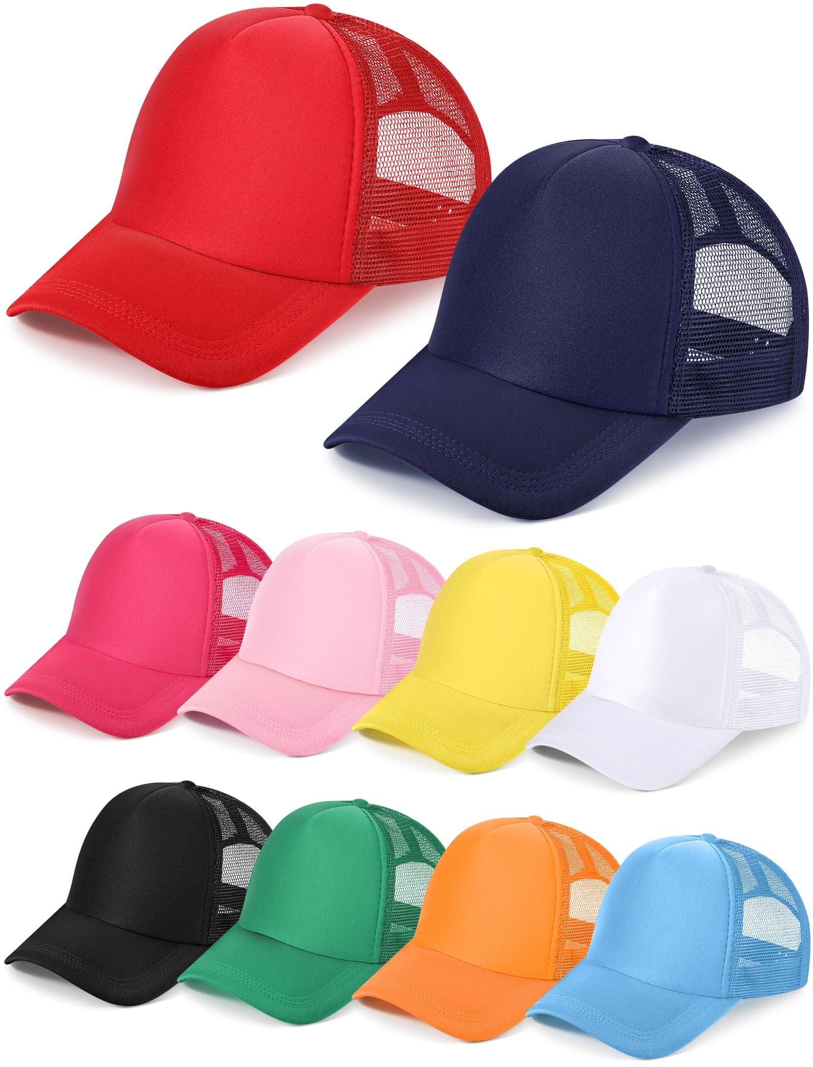 10 Pcs Sublimation Blank Trucker Hats Bulk Mesh Baseball Cap Polyester Mesh Trucker Hat for Men and Women
