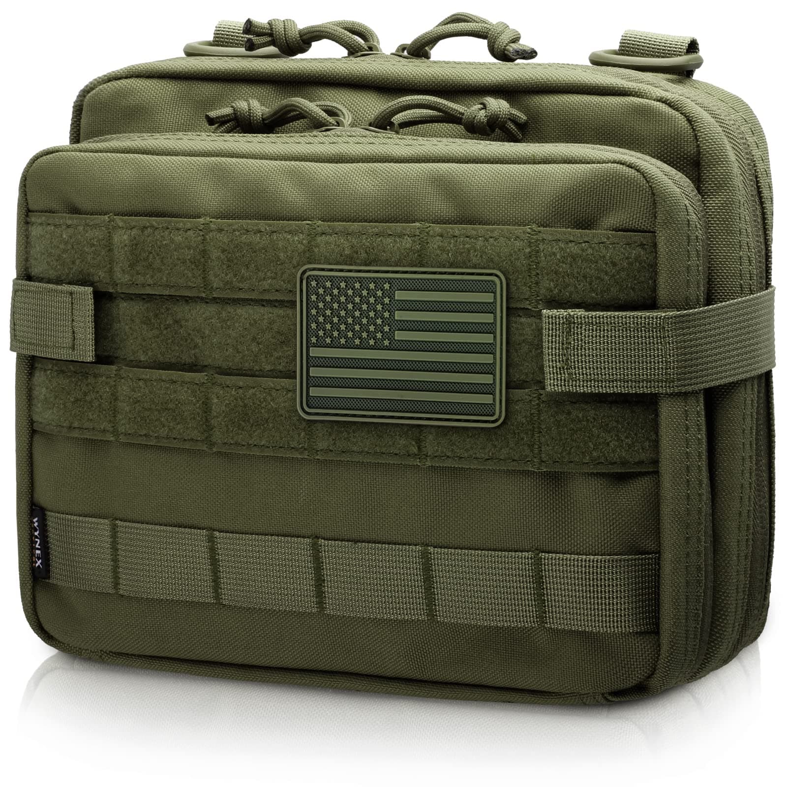 WYNEX Tactical Large Admin Pouch of Double Layer Design, Molle EDC EMT Utility Pouch with Map Sleeve Modular Tool Pouch Large Capacity Flag Patch Included