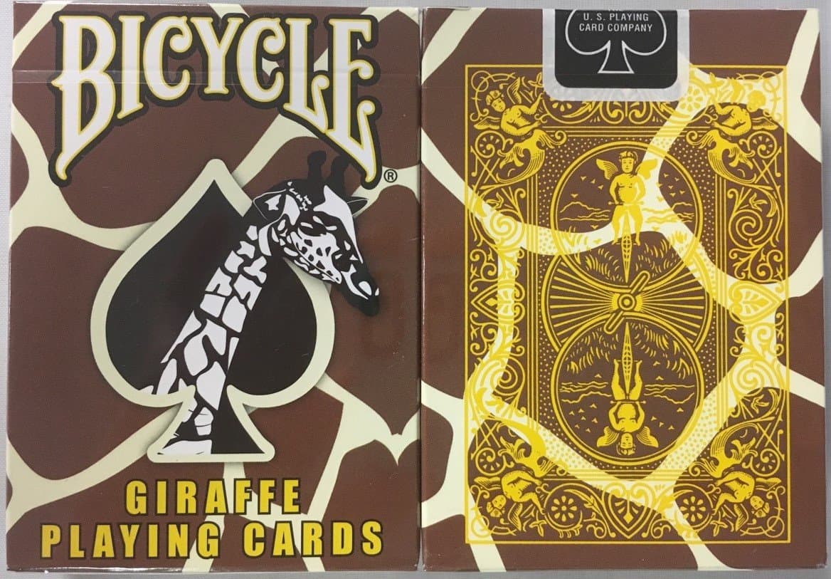 USPC Bicycle Giraffe Deck - Brown Yellow White Skin Back Design