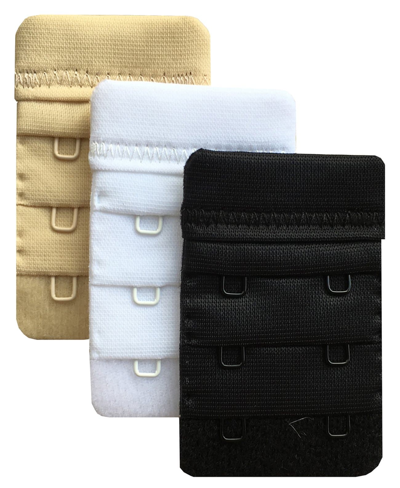 ChanieWomen Pack of 3 Soft Comfortable 2 Hooks Bra Extender,2.4"x 1.5" assorted