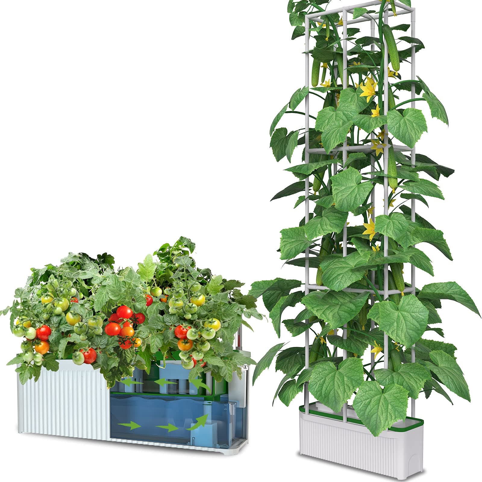 Large Smart Hydroponics Growing System kit,7L Indoor Hydroponic Garden Plant Grow Kit for Herb,Tomato,Pepper,Cucumbers,Vines Plants, Gardening Gift Choice for Wife,Husband,Mom (60“ Trellis No Light)