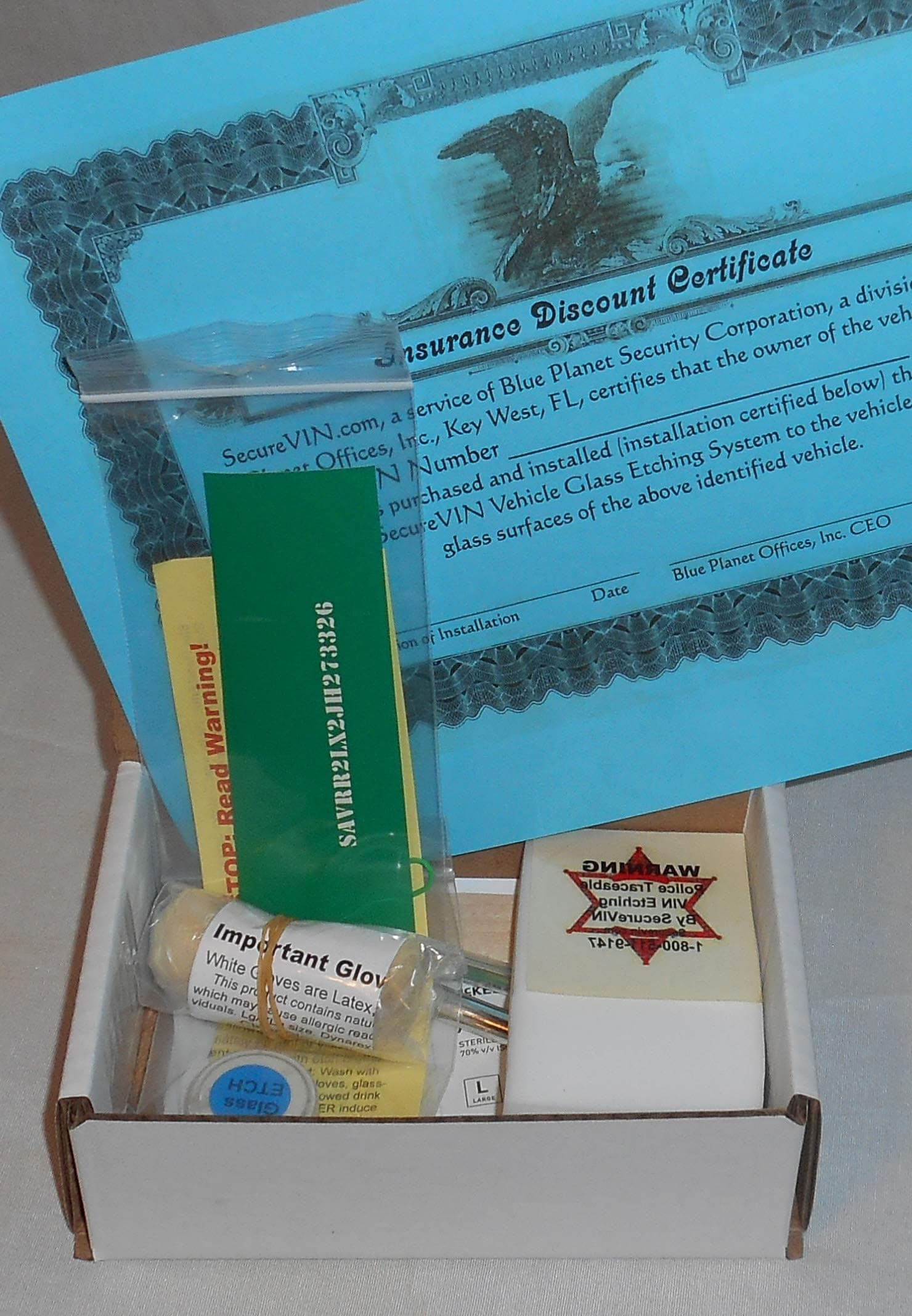 SecureVIN Outside Mirror & Window VIN 18 Pt. Glass Etching Kit