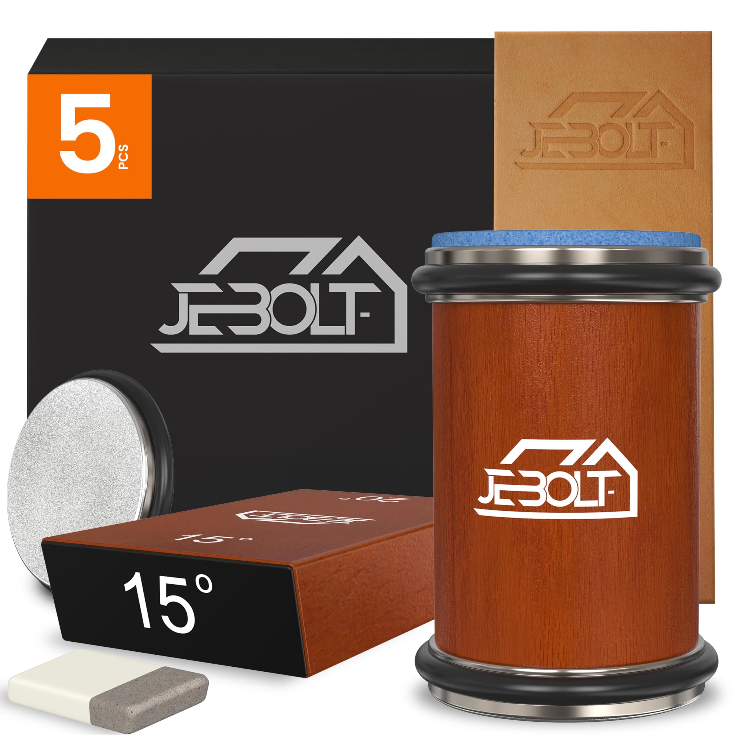 Knife Sharpener, Professional Knife Sharpener, Rolling Knife Sharpener with 2 Diamond Discs and Blue Ceramic, Knife Sharpener with 2 Grinding Angles of 15th and 20