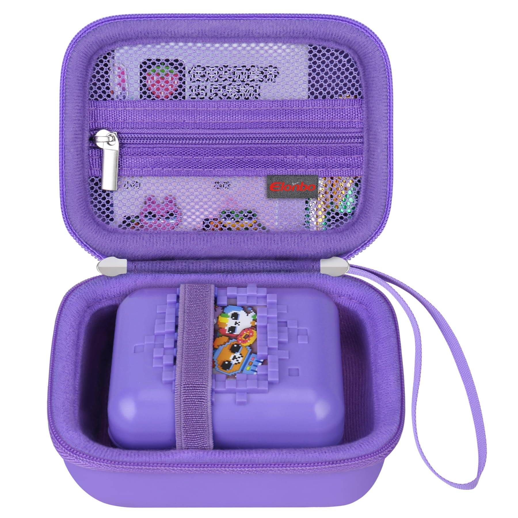 Carrying Case for Bitzee Digital Pet Interactive Virtual Toy, Electronic Pets Kids Toys Travel Storage Cover Bag Organizer Holder, Mesh Pocket fits Batteries. Purple