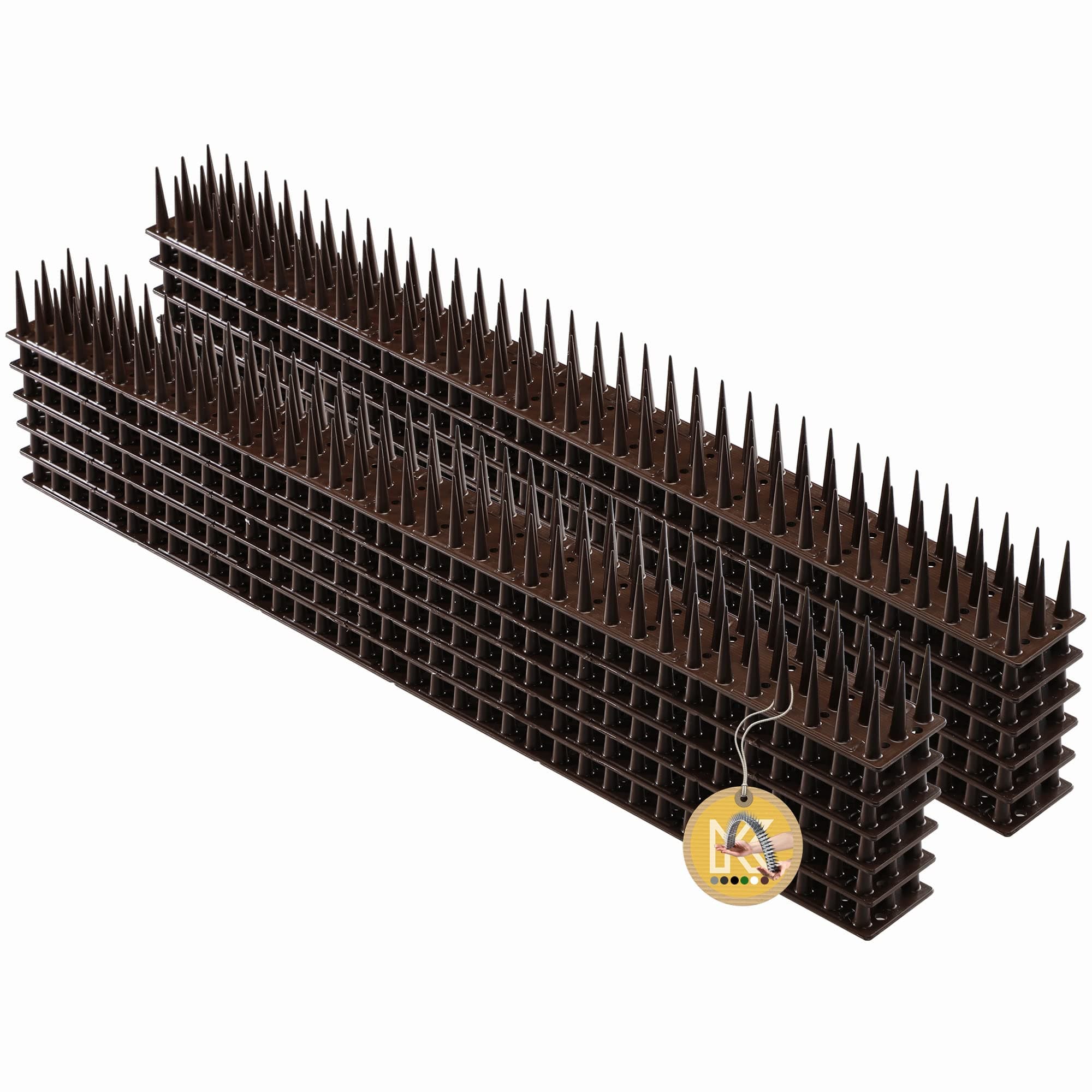 KADAX Plastic Spikes, 52 x 4.5 x 3.5 cm, Wall Spikes, Fence Spikes, Bird Spikes, Bird Repellent, Pigeon Repellent, Deterrent for Birds, Cats, Anti Climb Spikes (12, Brown)