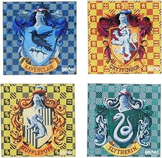 Silver Buffalo Harry Potter Hogwarts Houses 4-Piece Glass Coaster Set