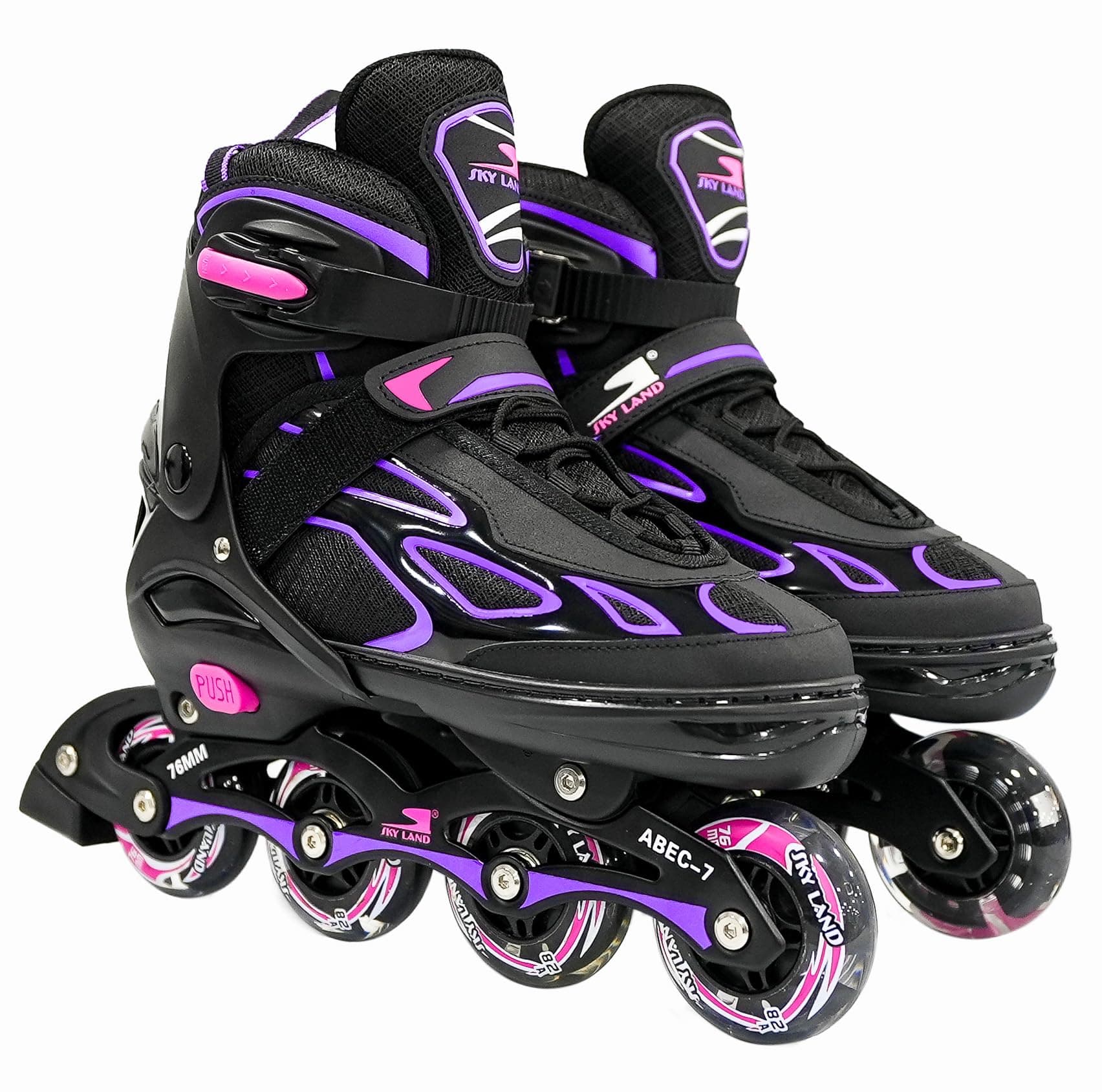 – SKY LAND Professional Inline Skates with 8 Illuminated Wheels - Comfortable Roller Skates for Kids And Teens-Pink (EU 35-38) TMX-015-M