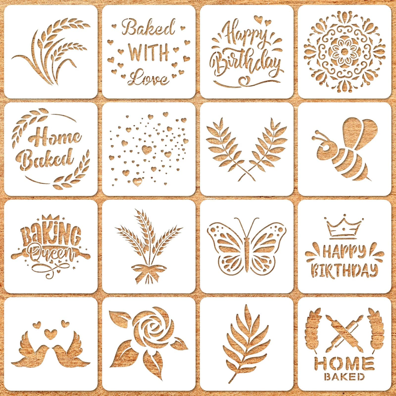 20 Pieces Bread Stencils Artisan Bread Stencil Baking Set Cook Stencil Baking Template Tool, Cake, Pie, or Cookie Stencils Template Mold for Decorating, 20 Styles