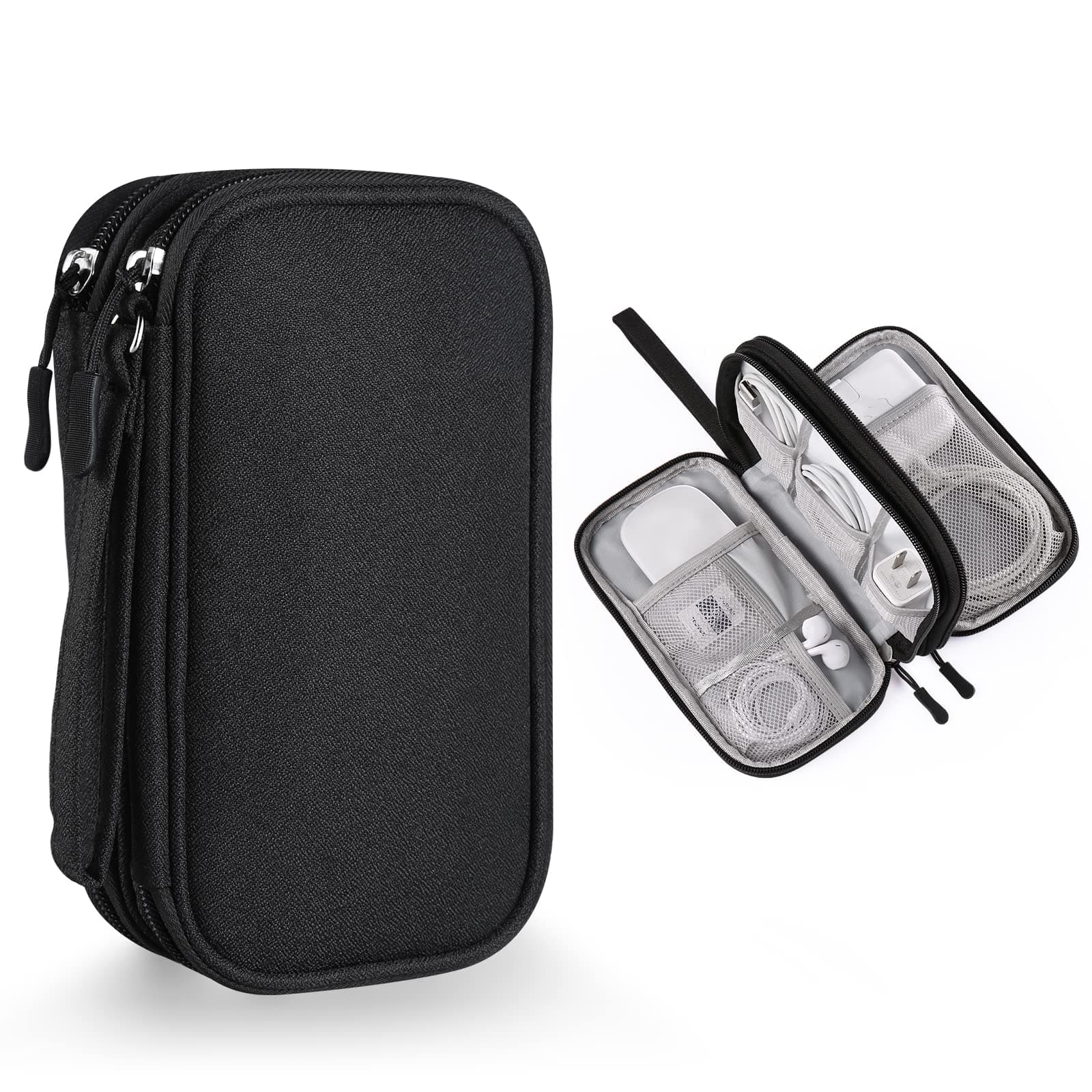 Travel Tech Kit, Universal Carrying Organizer Case Bag for Small Electronics and Accessories, Waterproof (Black)