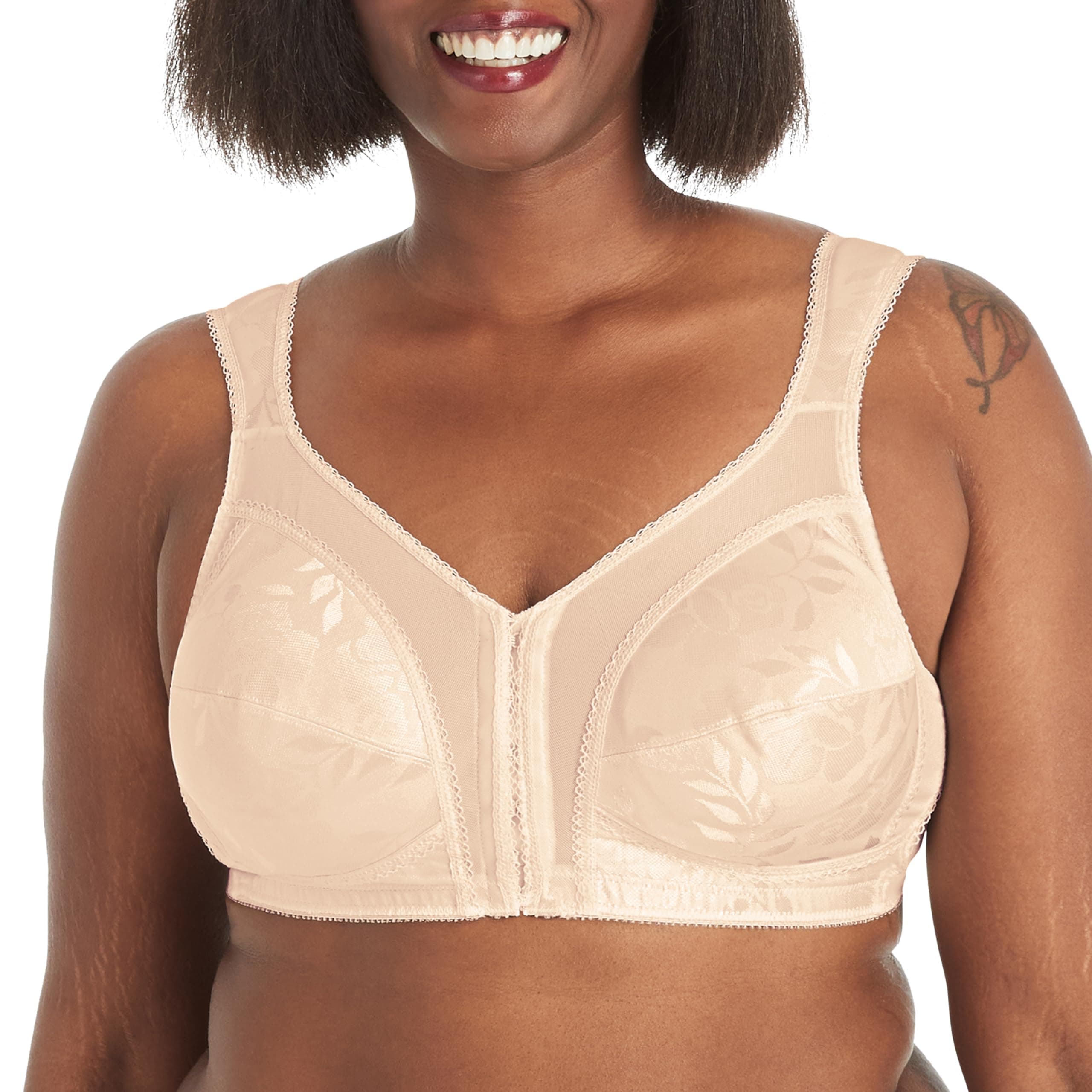 Women's 18 Hour Front-Close Wireless Bra, 4-Way TruSUPPORT Bra with Flex Back