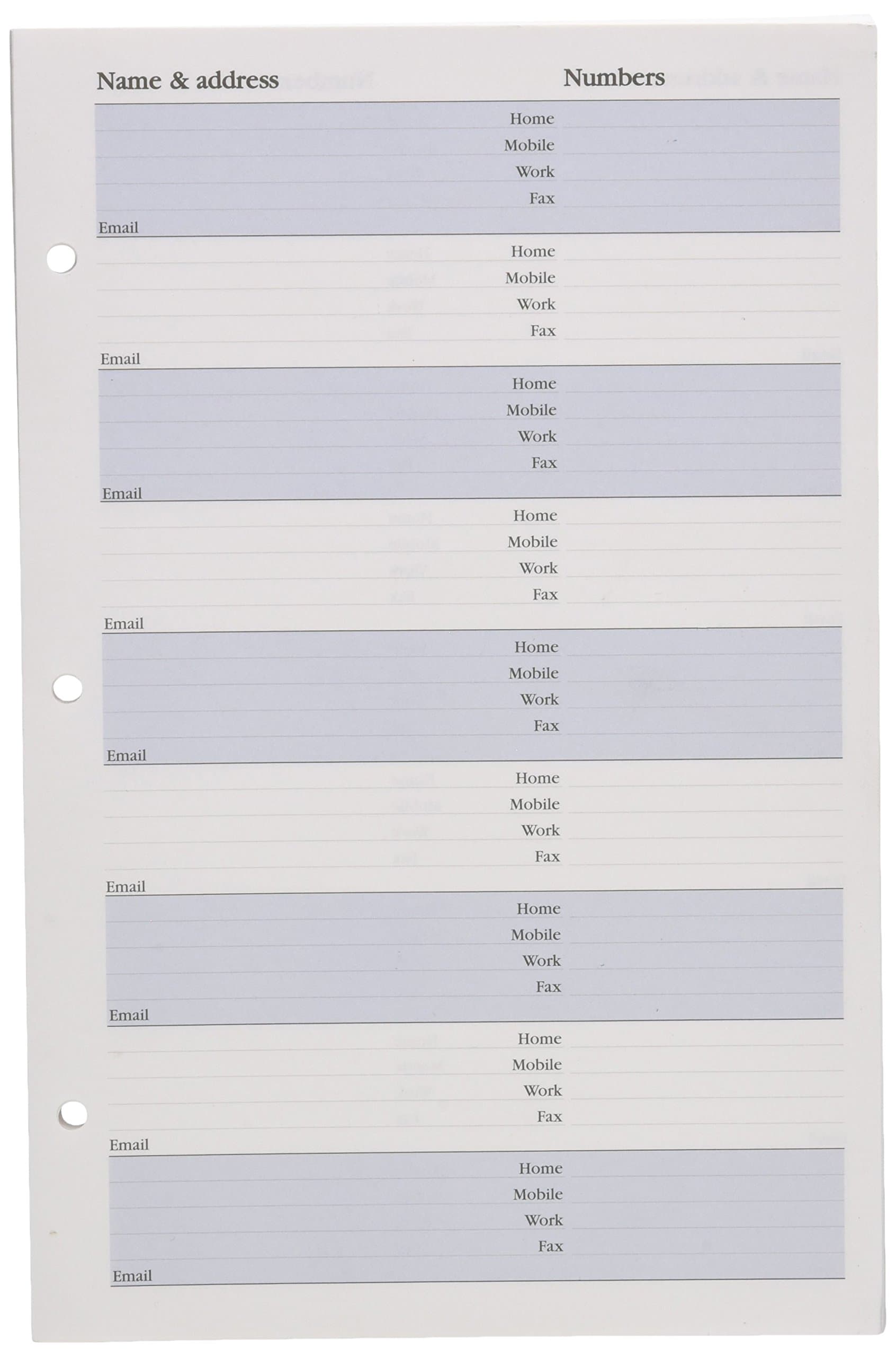 Collins 835R Ring Bound Address Book Refill