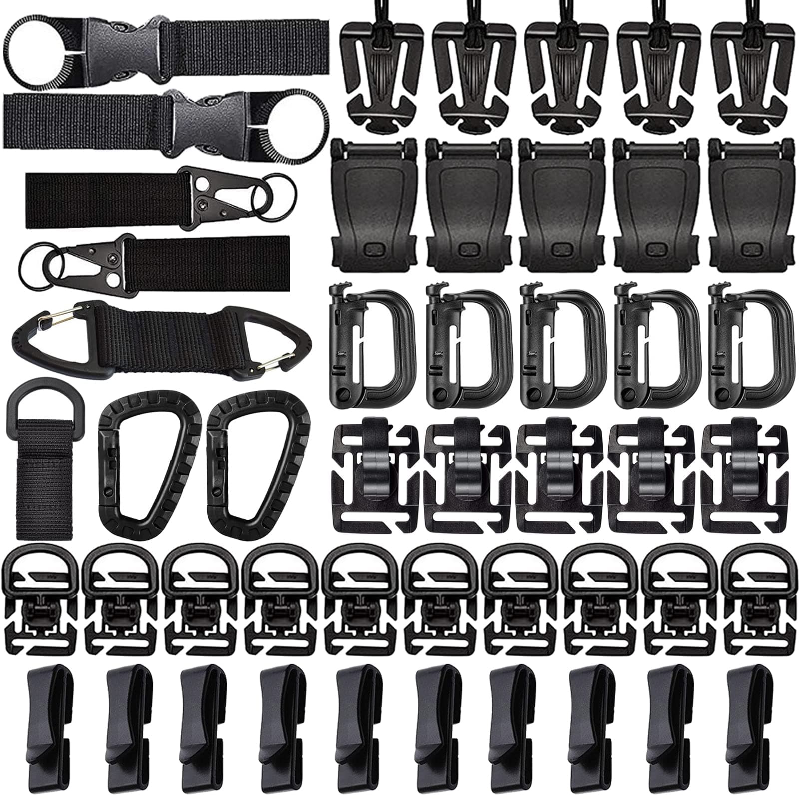 ZUSHALLMY MOLLE Accessories Kit, Tactical Gear Organization Set with Key Holders, Grimloc Clips, D-Rings, Strap Buckles, and Enhanced Backpack Versatility