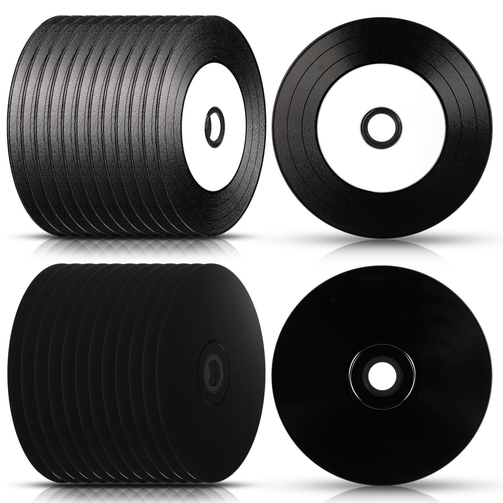 - 25 Pcs CD-R Blank Discs 700mb 80 Min 52x Vinyl Recordable Disc with White Inkjet Printable Center and Black Recording Surface for Music Data