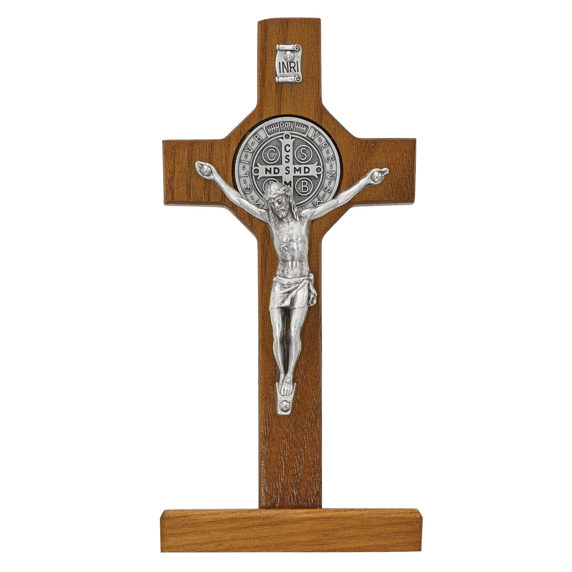 6" Walnut Standing St. Benedict Crucifix (McVan 80-90)