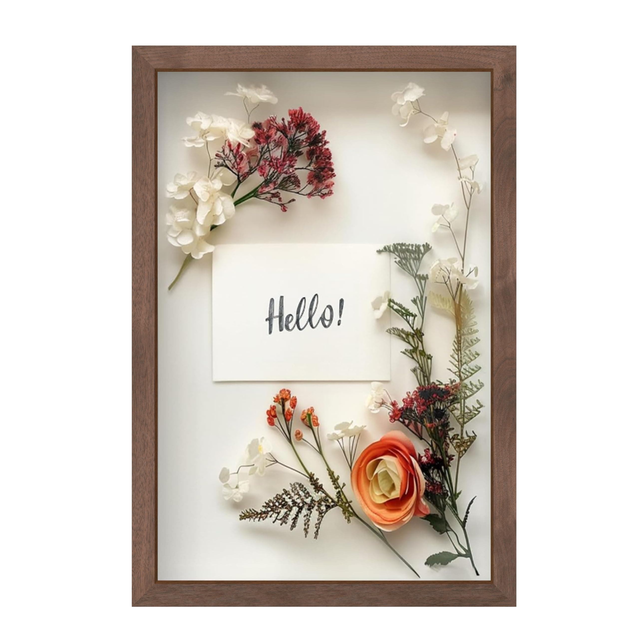 FrameWorks 12" x 18" Dark Oak Wooden Shadow Box Frame – Soft Felt Back, Tempered Glass, and Included Elegant White Ball Push Pins