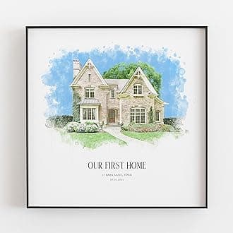 Personalised Watercolour House Portrait, New Home Print Gift, Housewarming Gift, House Sketch, Venue Drawing, Our First Home, Realtor Gift, V1 House Canvas (12x36)