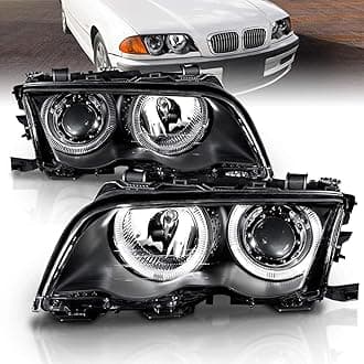 Projector Headlights Halo Black for BMW 3 Series E46 4 Door - Passenger and Driver Side