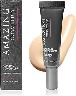 AmazingCosmetics AMAZINGCONCEALER, full coverage long wear concealer makeup for undereye dark circles, acne, blemishes and mature skin, color correcting shades, natural finish