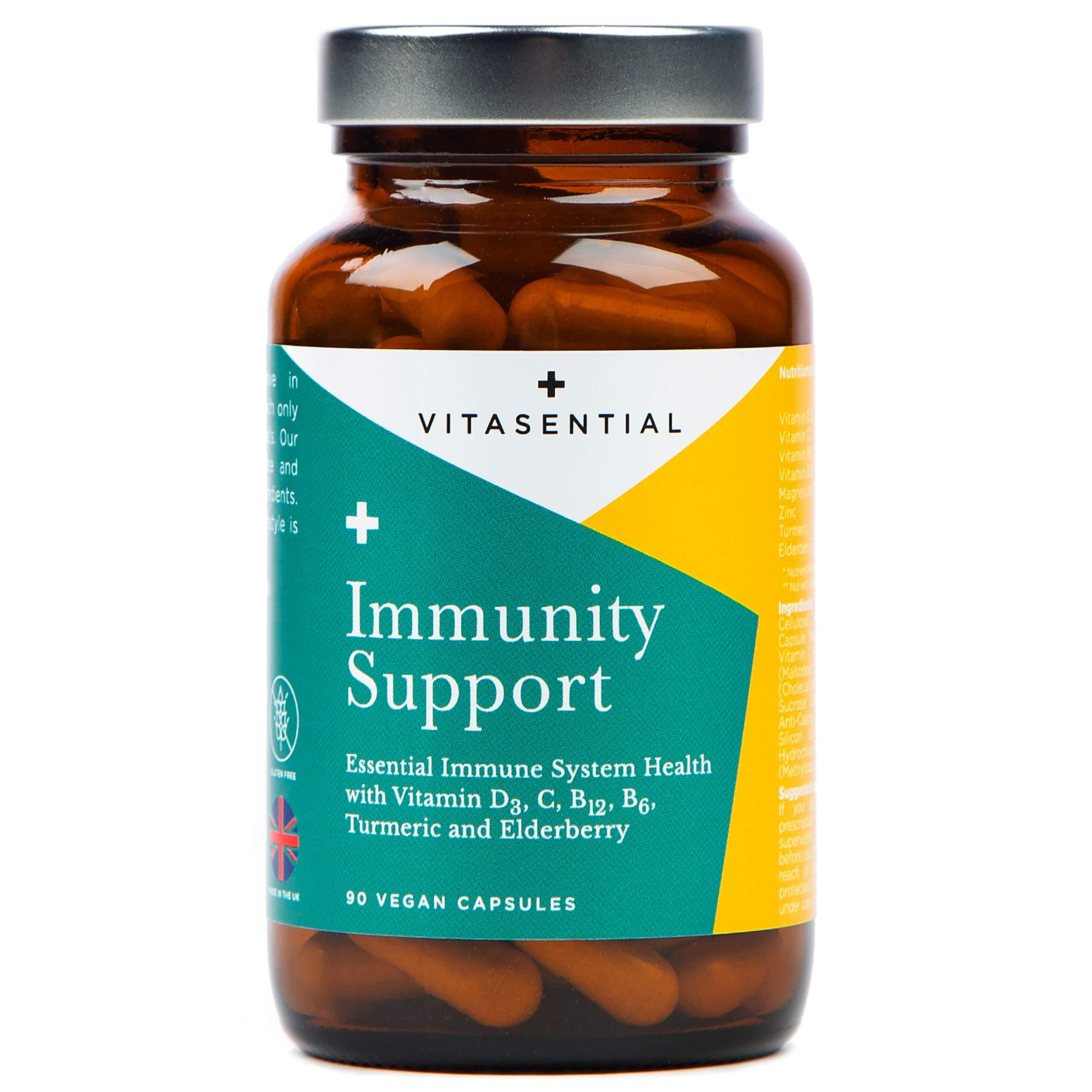 Immunity Support Multivitamin Complex Vegan - 90 Days Supply 800 IU Vitamin D3, Vitamin C, Vitamin B6, Vitamin B12, Zinc, Magnesium, Turmeric, Elderberry Extract