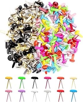 Benvo 300Pcs Mini Brads 8x13mm Small Round Split Pins Brass Metal Paper Fasteners Pastel Brads 12 Colors Random Mixed for Scrapbooking Art DIY Craft Paper Project