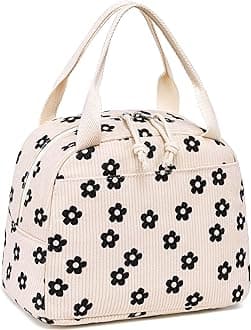 LEDAOULunch Box for Women Insulated Lunch Bag Corduroy Lunch Tote Bags Leakproof Cooler Lunchbox for Travel Work PicnicCarbonfree Certified