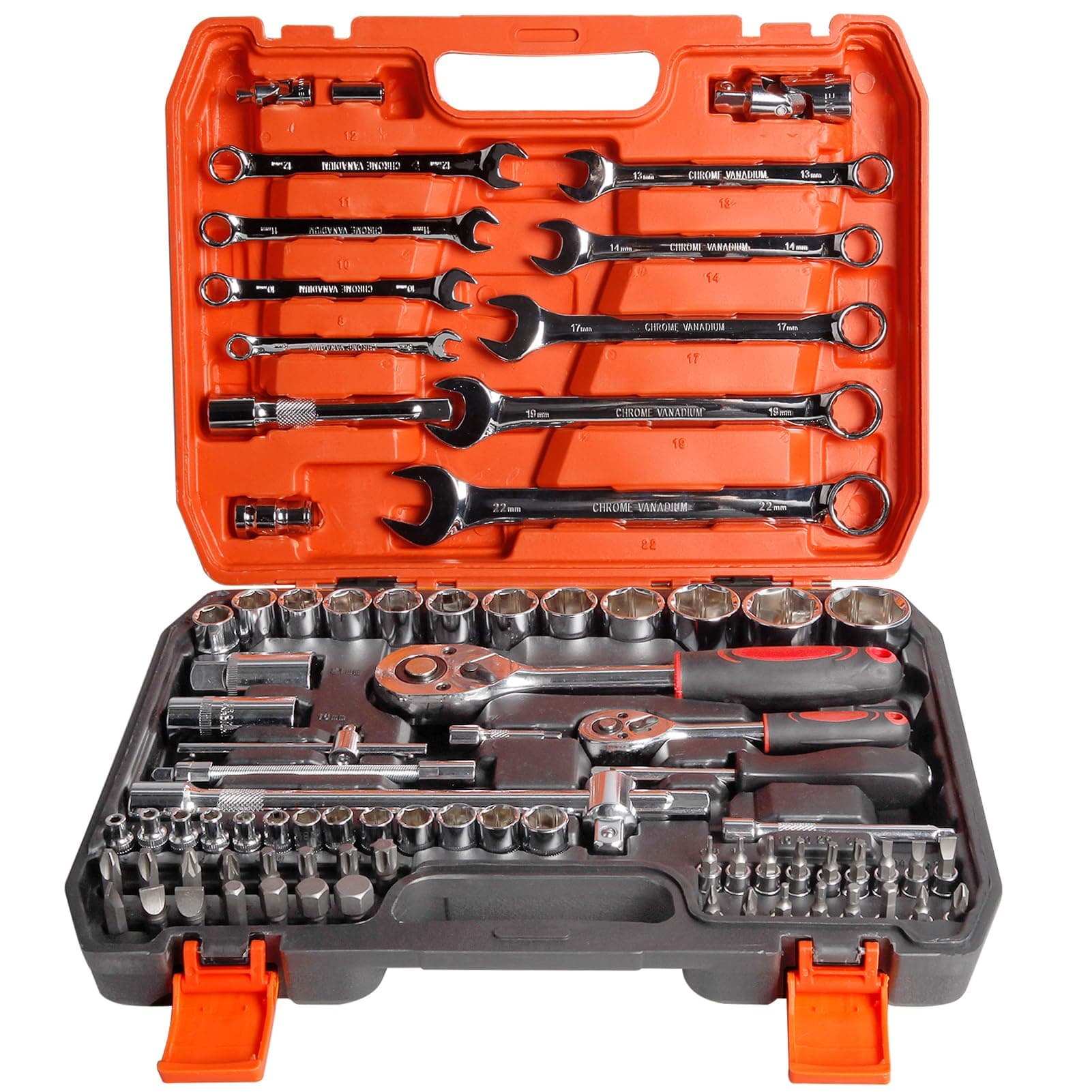 82 PCS Mechanic Socket Tool Kit Set, Professional Car Repair Tool Wrench Set