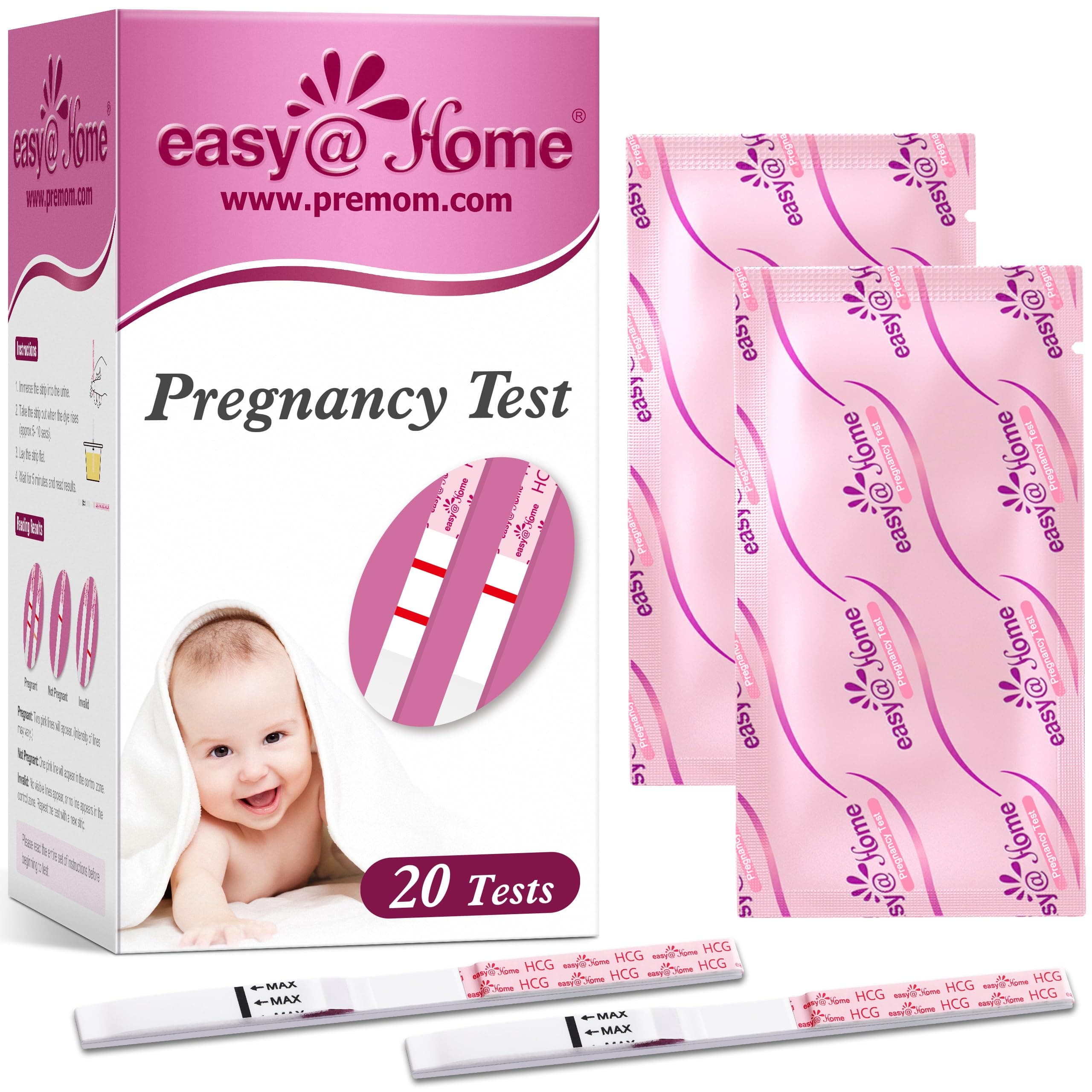 Pregnancy Test Strips Kit, Powered By Premom Ovulation Predictor Ios And Android App, 20 Hcg Tests
