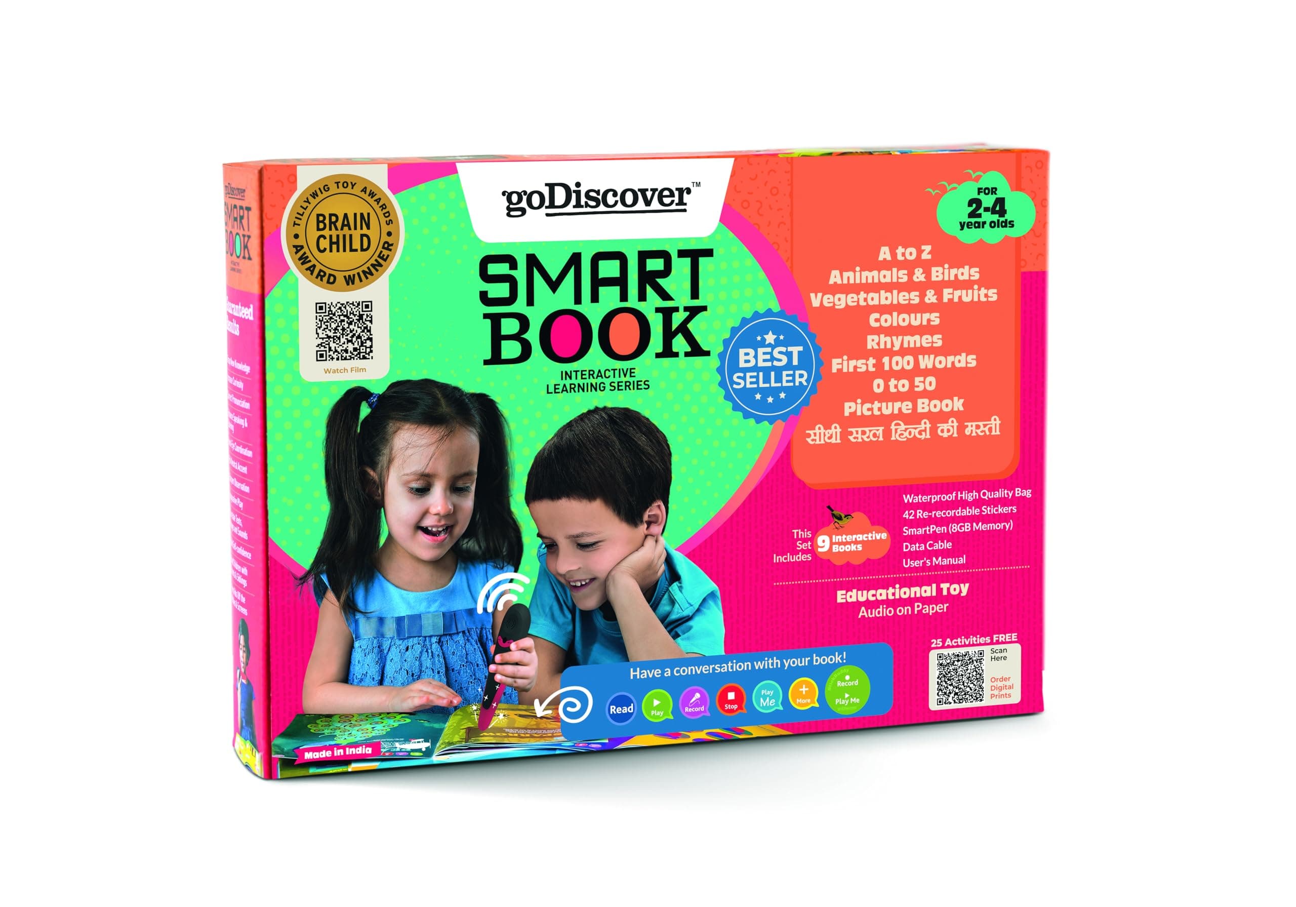 - Interactive Smart Book with Talking Pen | Set of 9 Educational Books with Alphabets Numbers Colours Animals Rhymes & Many More | Fun Learning Activity Toy for Toddlers