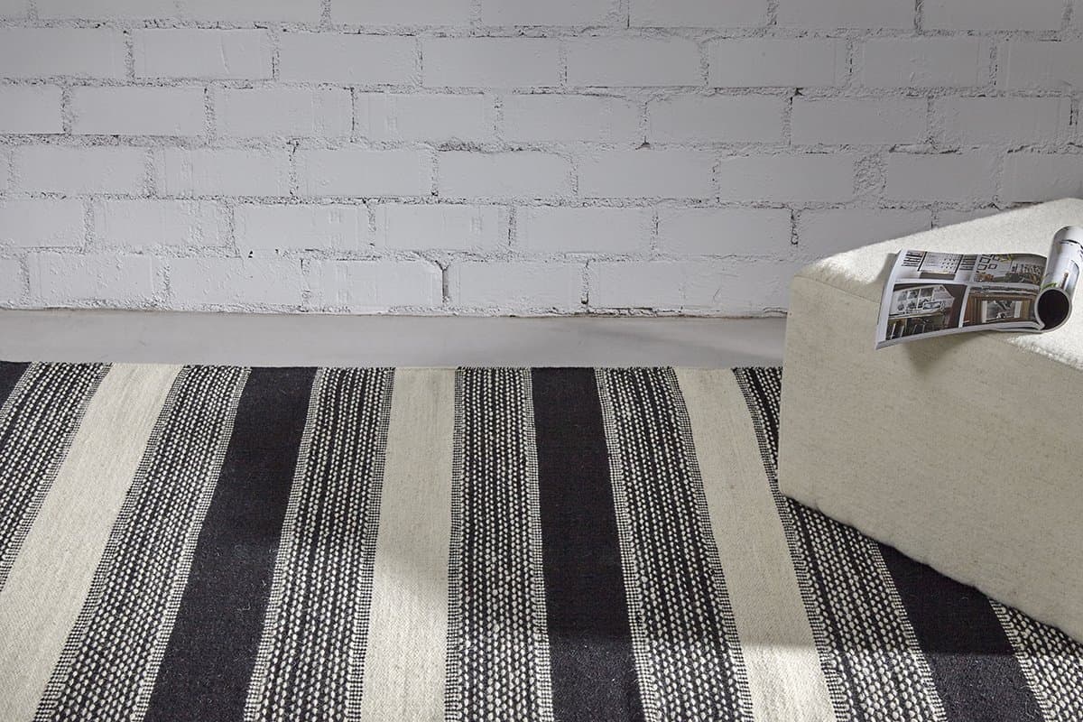 Creative carpets Carpet Lines, Wool, Black and White modern 120 x 180 cm black and white