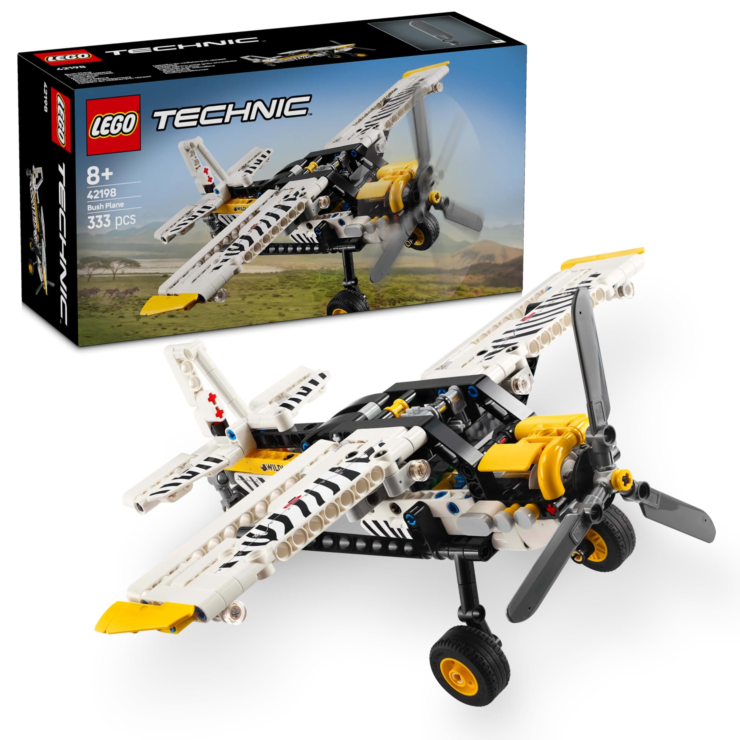 Technic Bush Plane Toy - Model Airplane Set for 8+ Year Old Boys & Girls - Spinning Propeller and Piston Engine for Imaginative Role Play - Kids' Birthday Gift Idea 42198