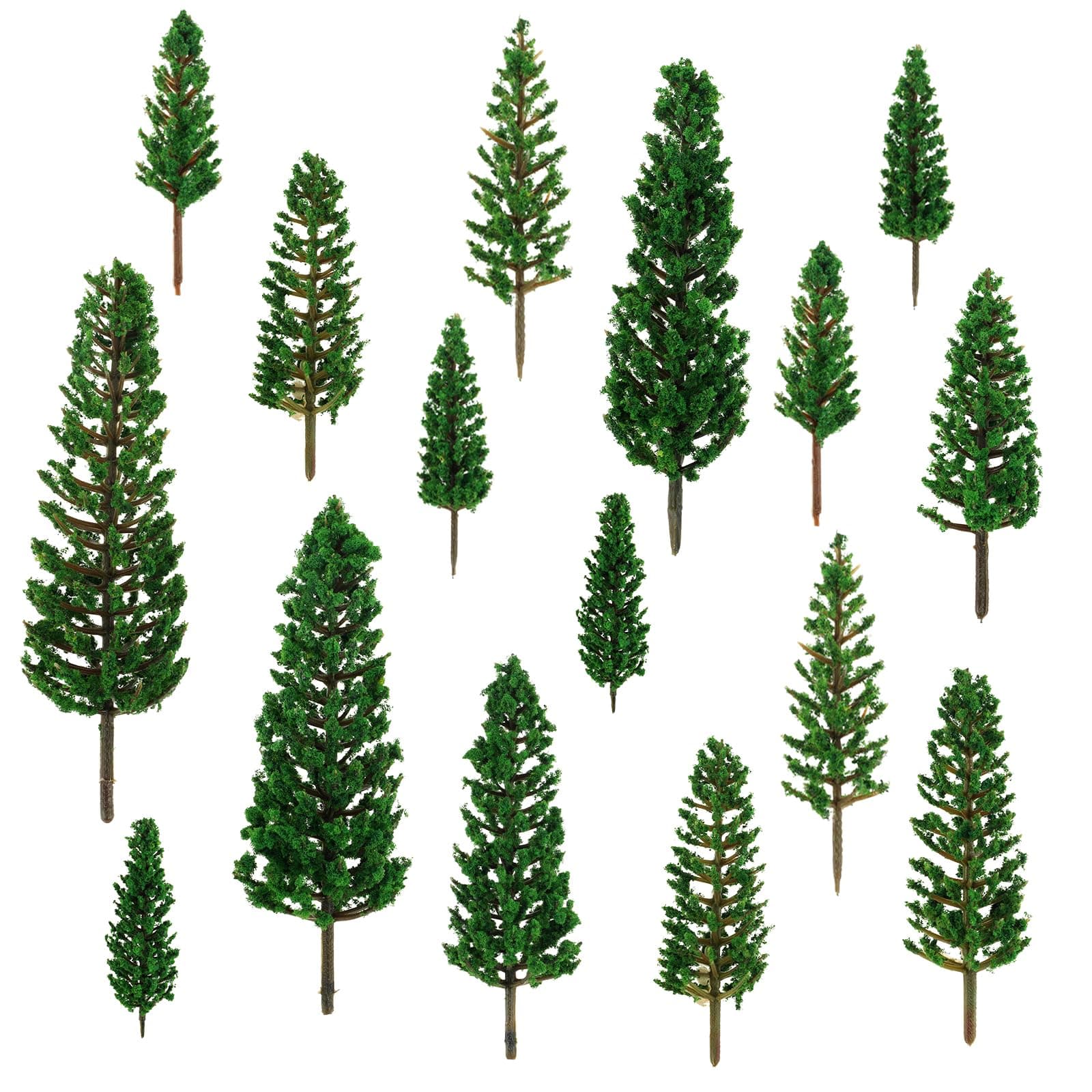 16pcs Miniature Trees for Crafts, Model Toy Trees Mixed Train Scenery Mixed Miniature Trees Artificial Plastic Trees Model Railroad Scenery Diorama Supplies Scenery Landscape, Mini Trees Little Trees
