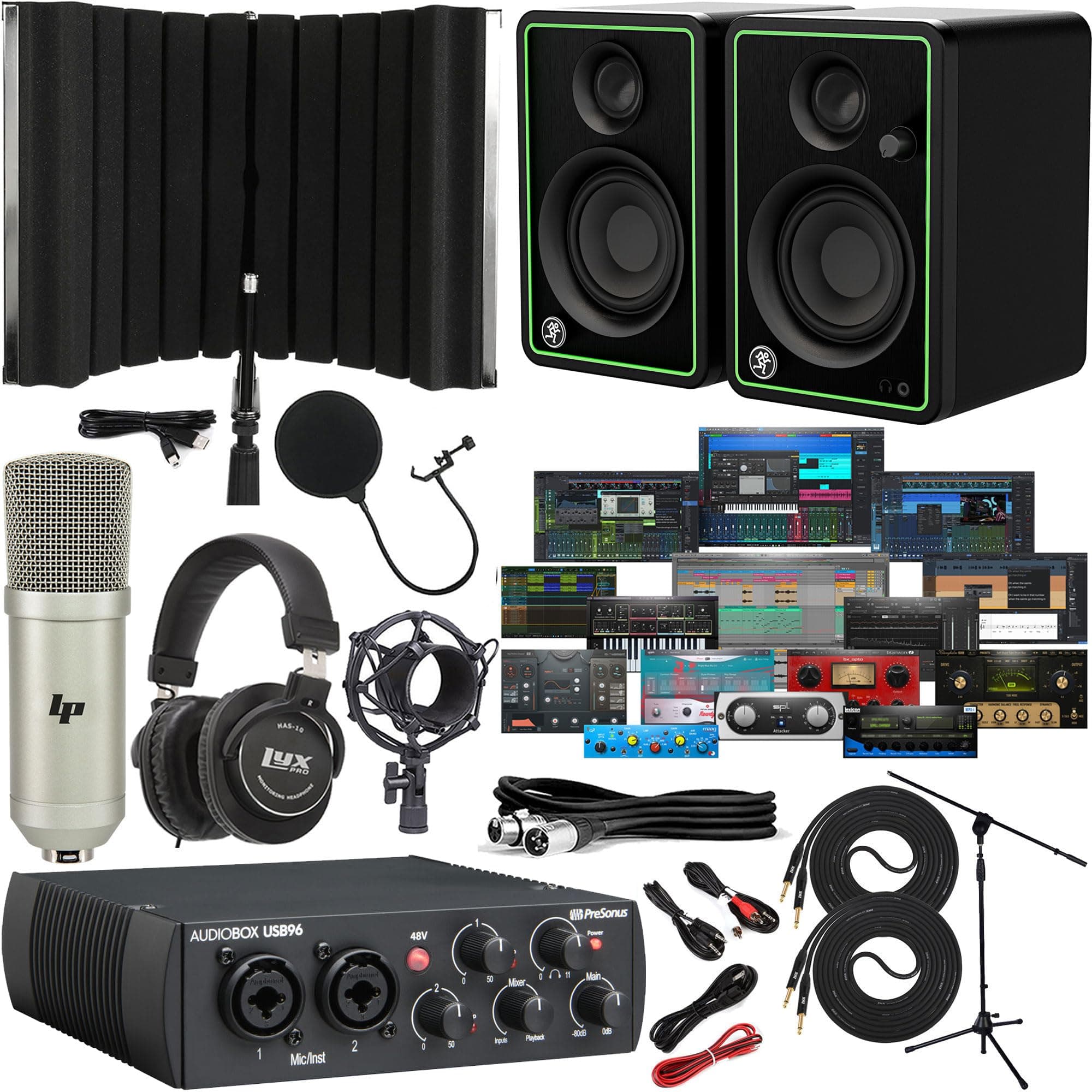 PreSonus AudioBox USB 96 Audio Interface Bundle with CR3 Monitors, Studio One Artist Software, MIDI I/O & Isolation Shield – Complete Home Recording Package for Musicians & Podcasters